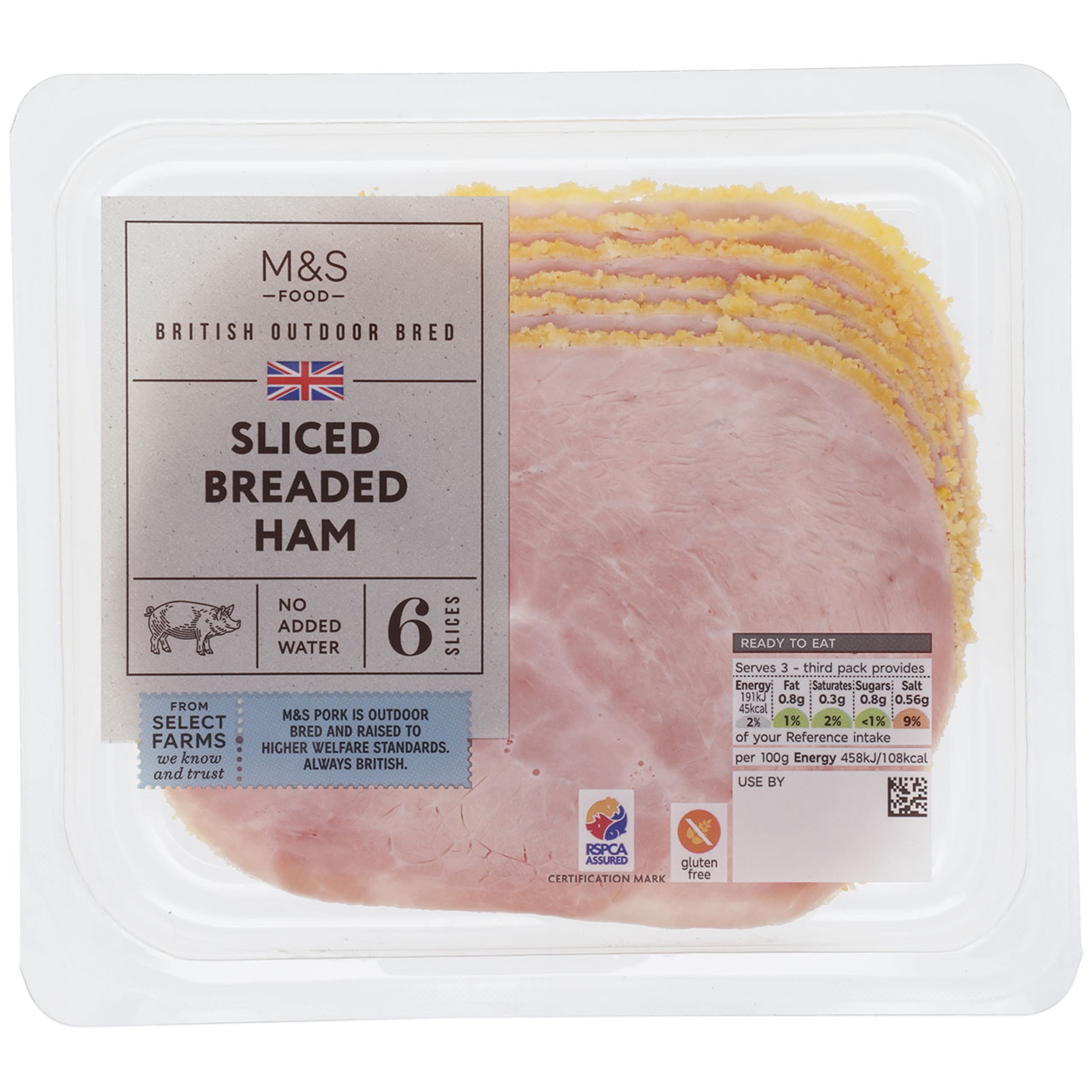 British Outdoor-Bred Sliced Breaded Ham 1 of 2