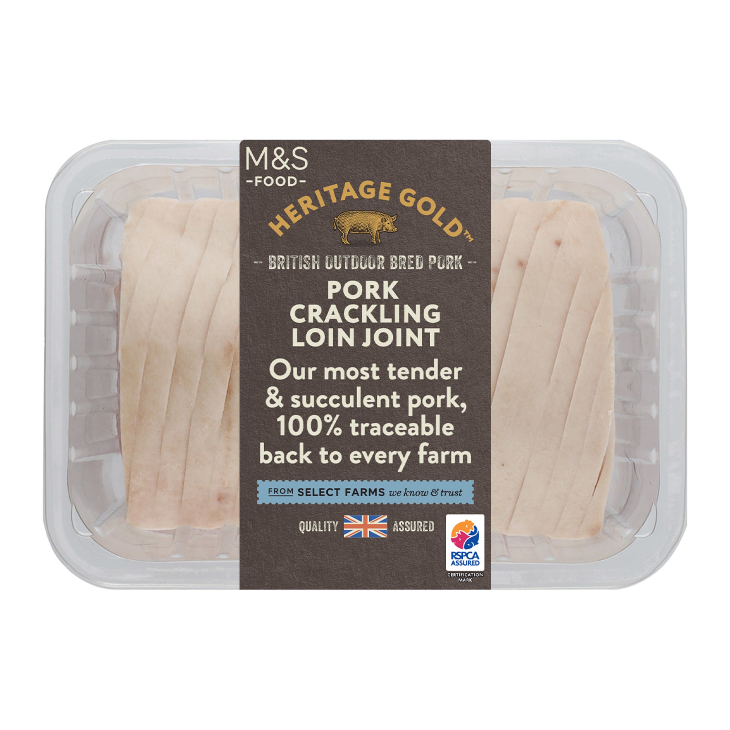 British Heritage Gold Pork Crackling Loin Joint 1 of 1