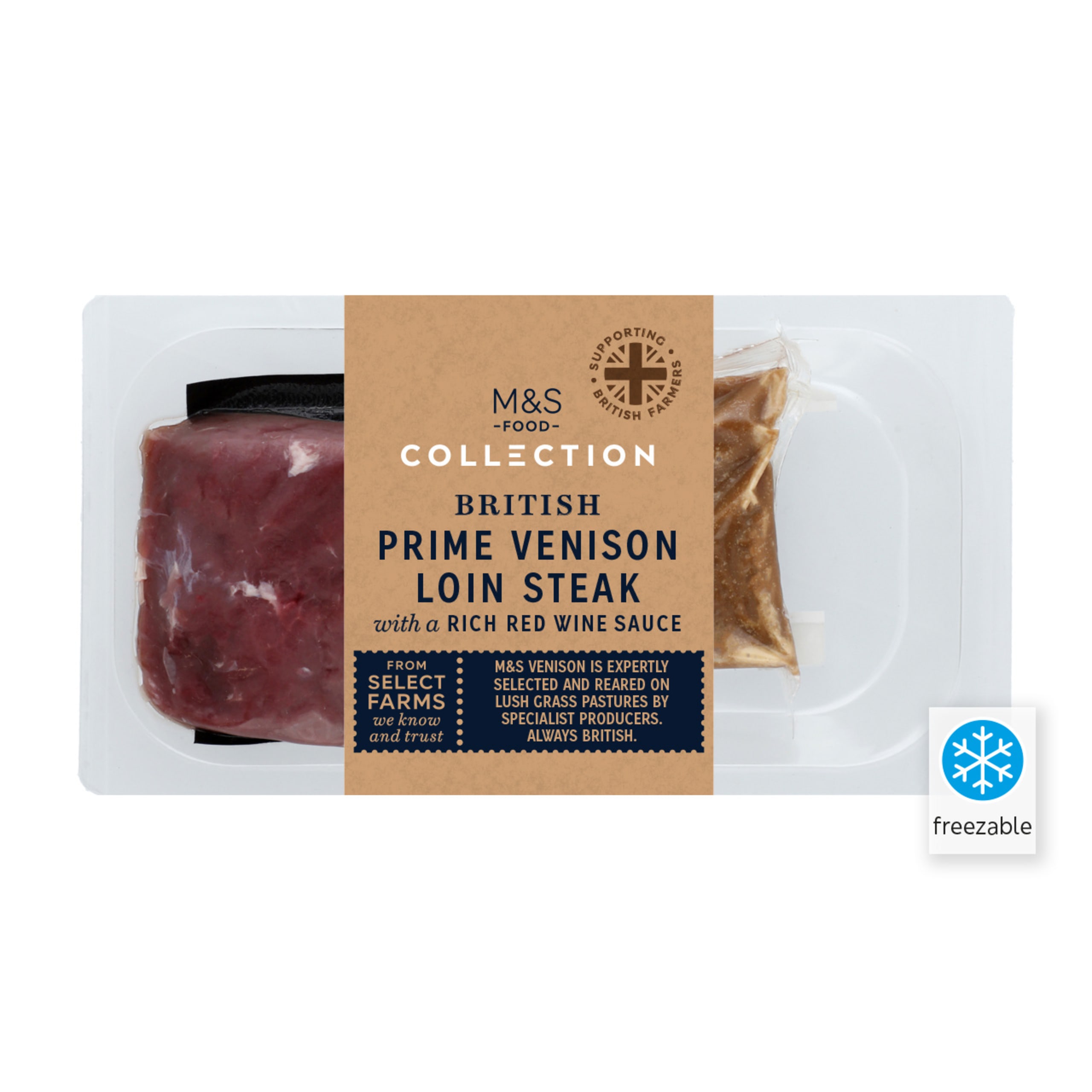 British Prime Venison Loin Steak with Red Wine Sauce 1 of 1