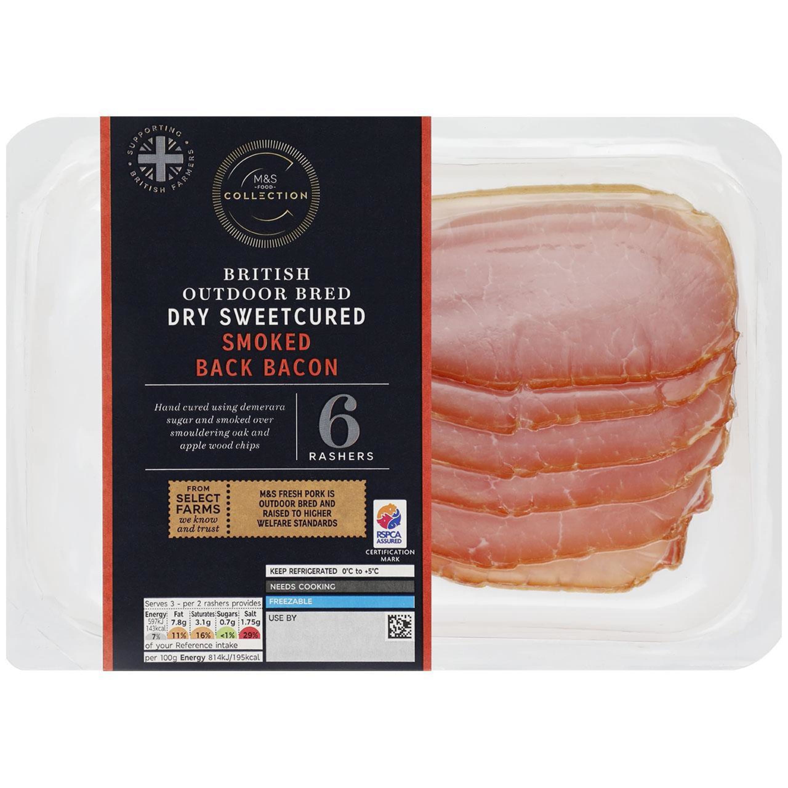 British Outdoor Bred Dry Sweetcured Smoked Back Bacon 1 of 1