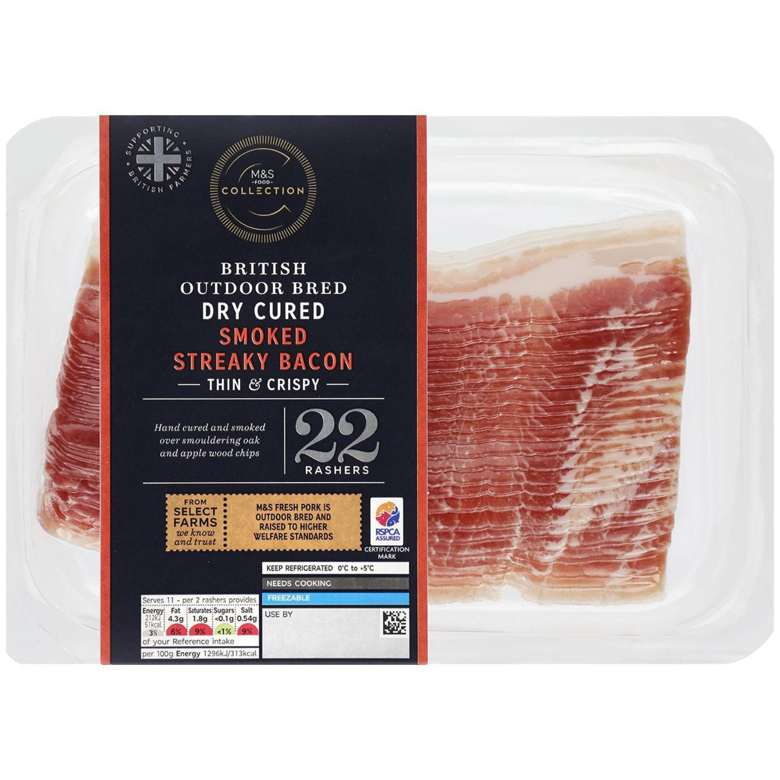 British Outdoor Bred Dry Cured Smoked Bacon 1 of 1