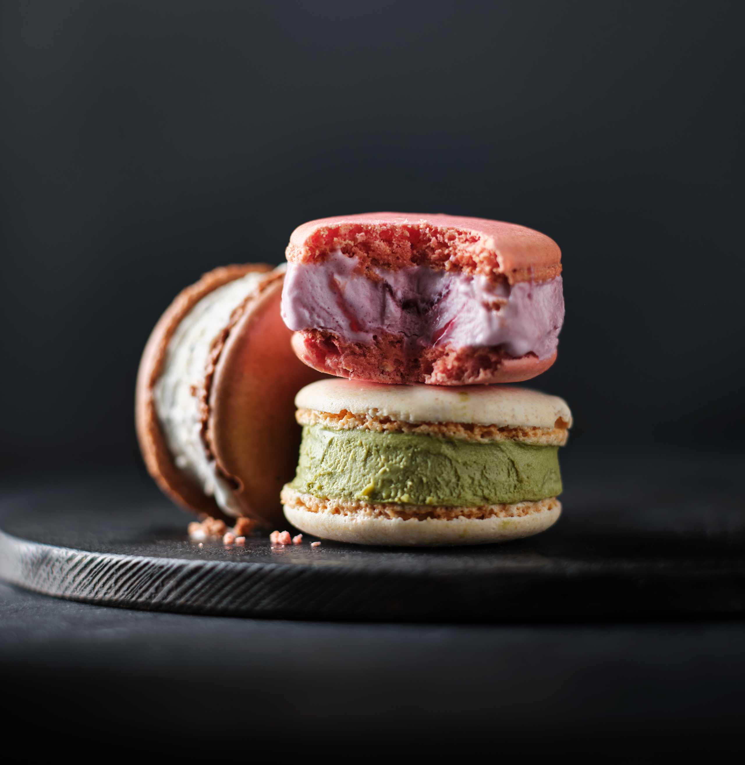 4 Raspberry Macaron Ice Cream Sandwiches 2 of 3