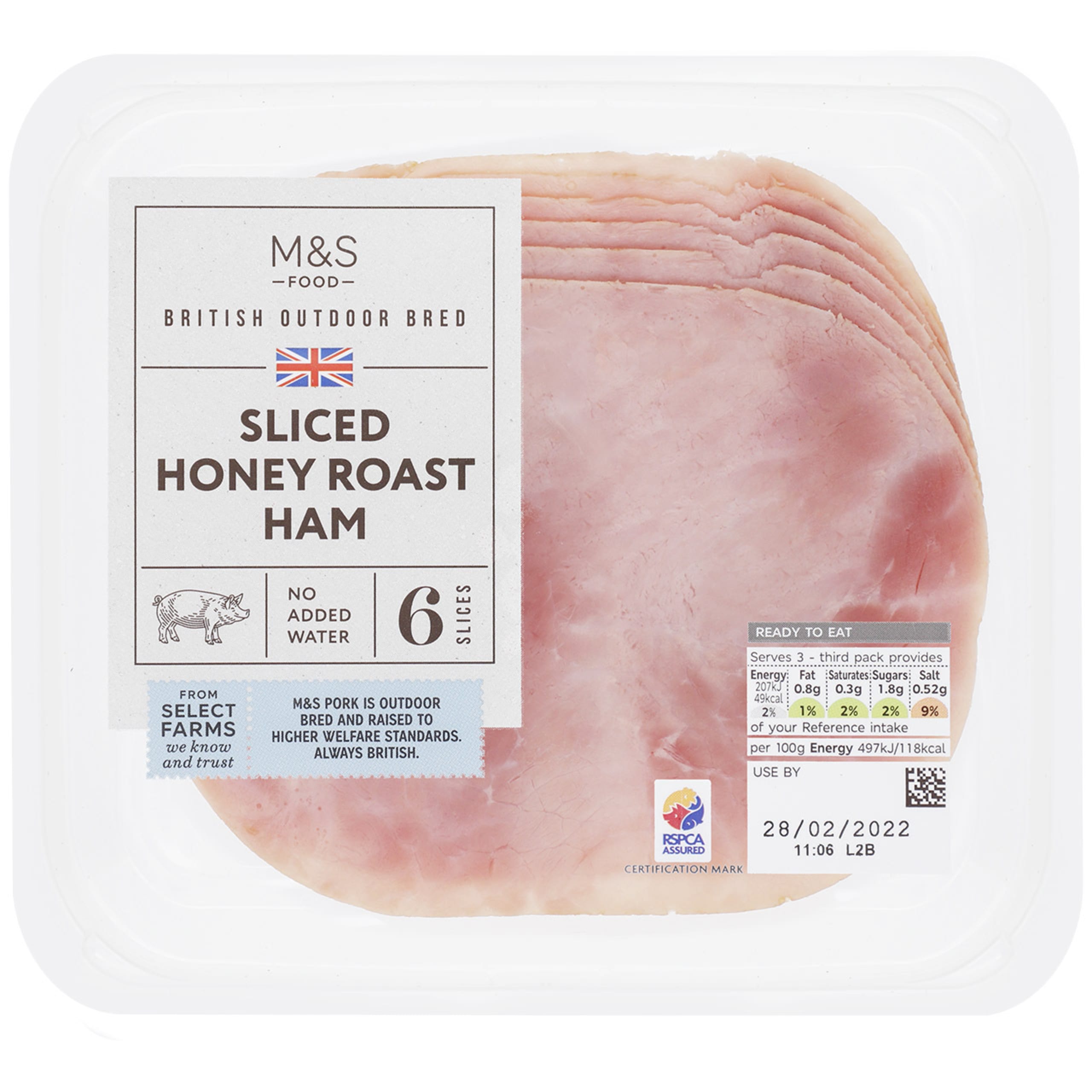 British Outdoor Bred Sliced Honey Roast Ham 1 of 1