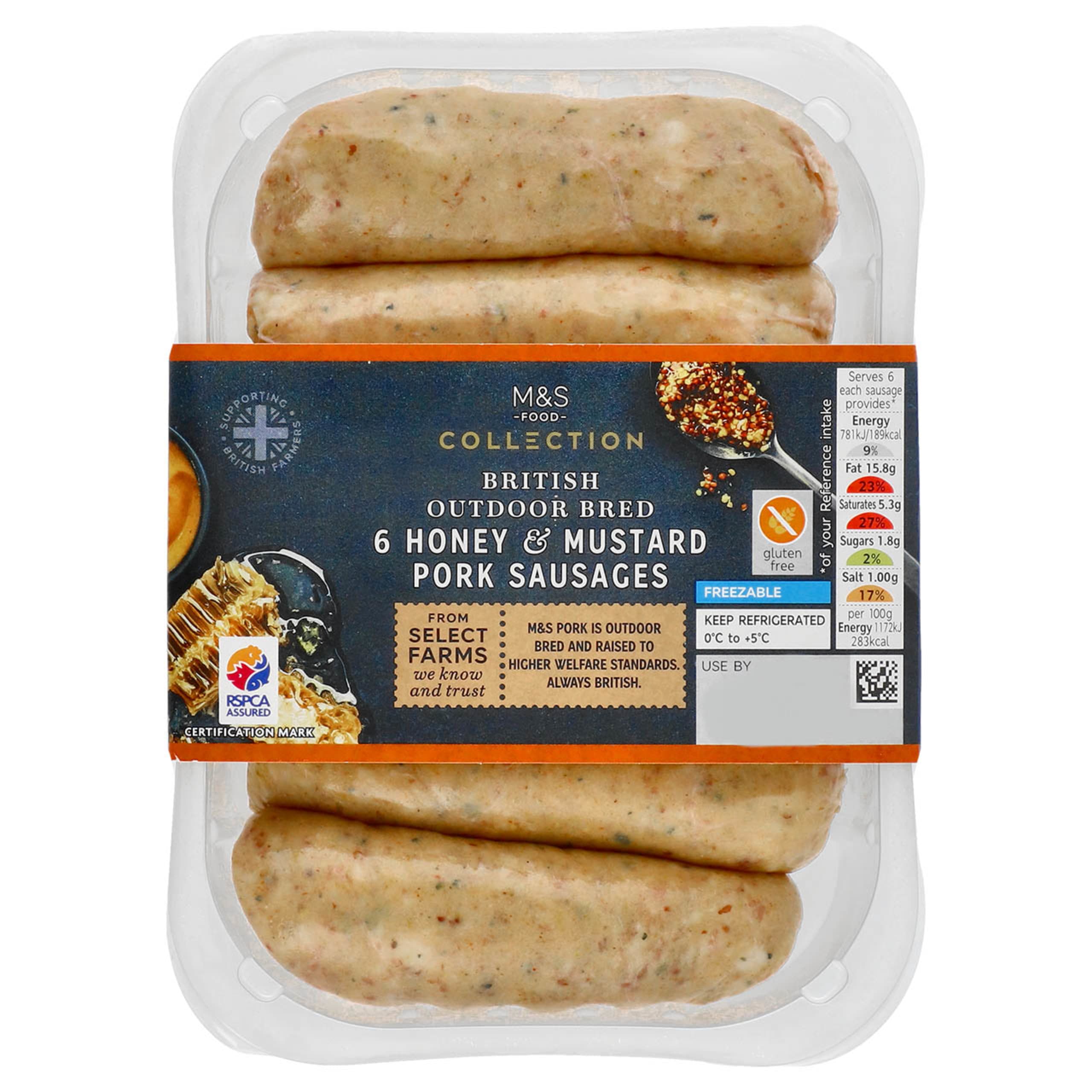 Collection British Outdoor Bred Honey and Mustard Pork Sausages 1 of 1