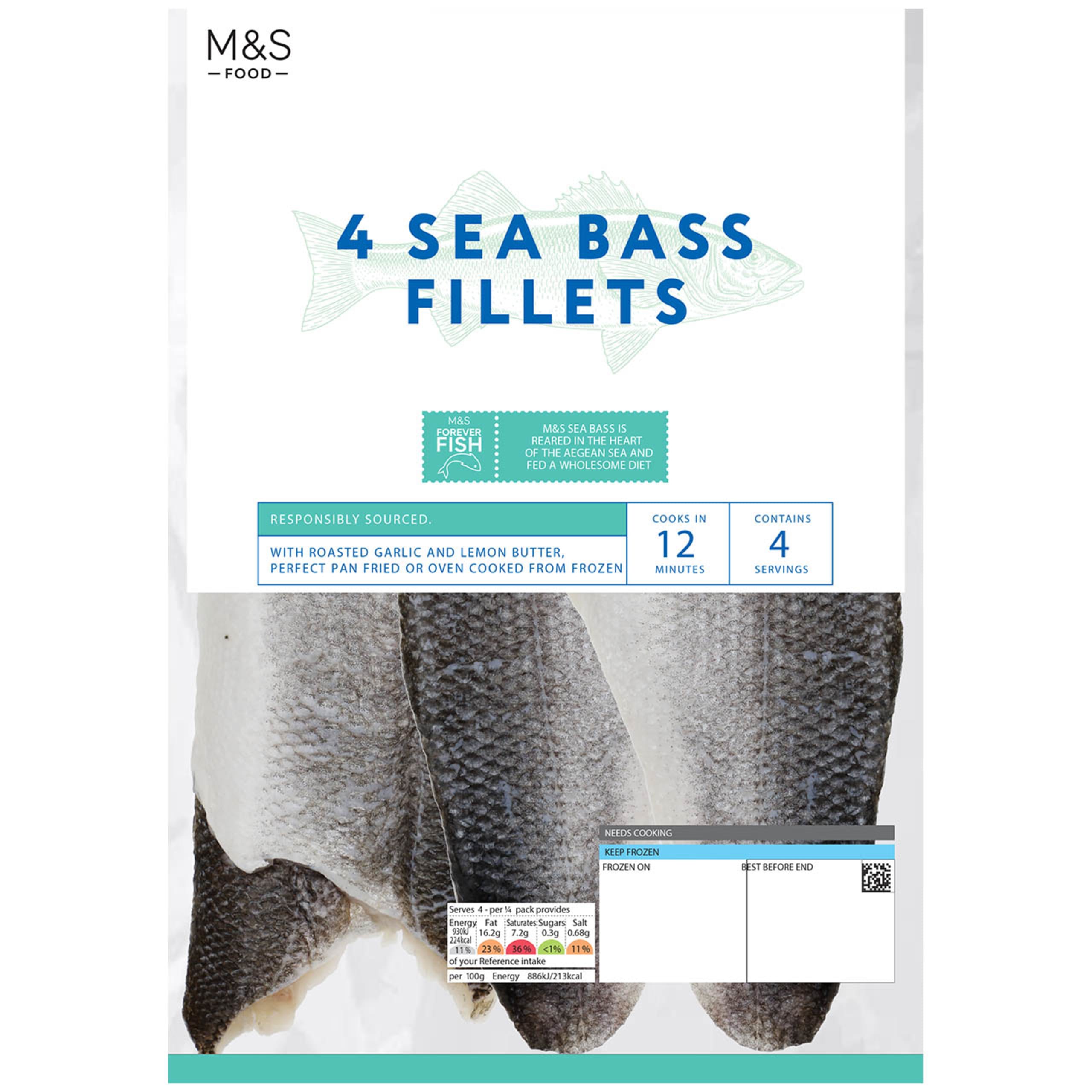 4 Sea Bass Fillets with Roasted Garlic and Lemon Butter 1 of 1