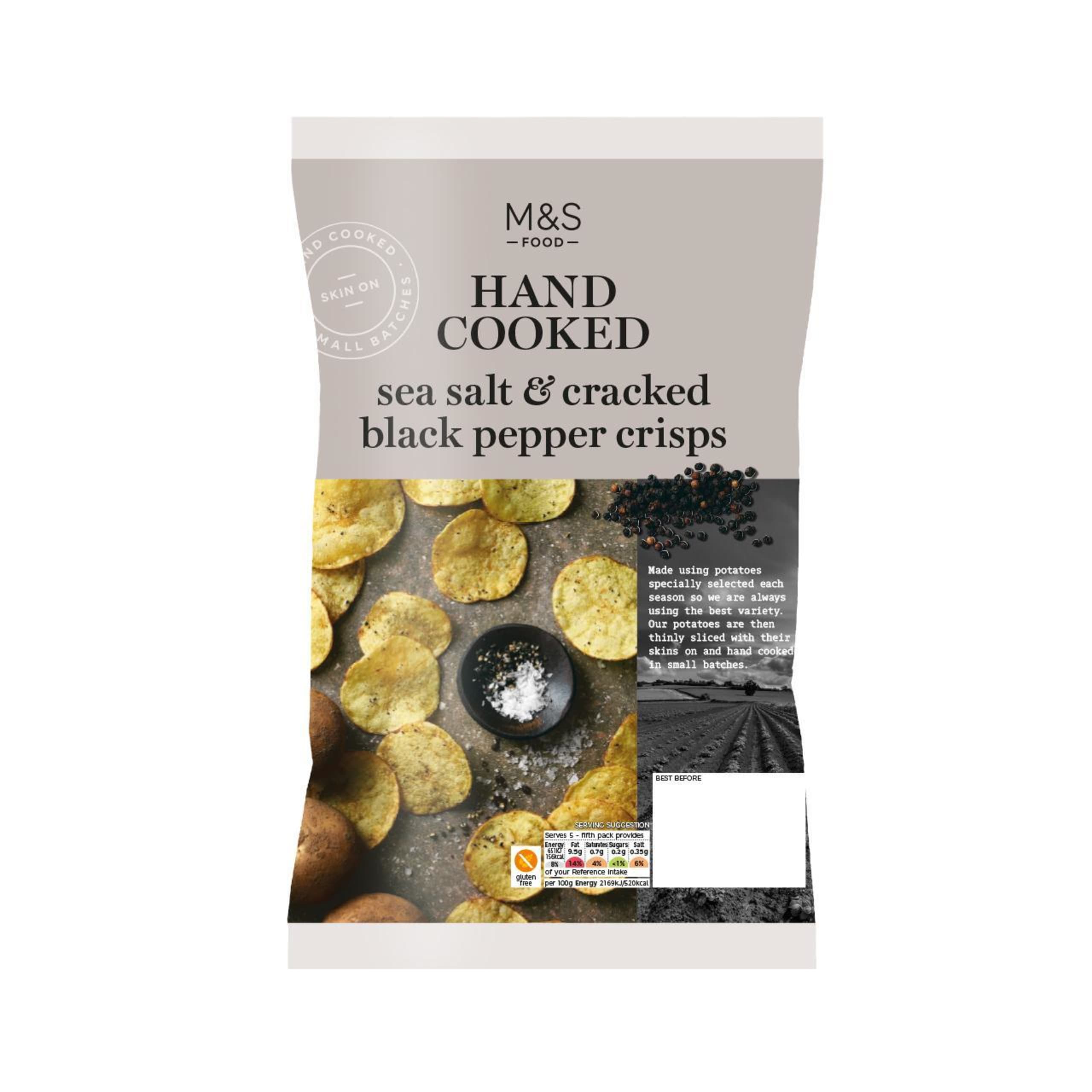 Hand Cooked Sea Salt & Cracked Black Pepper Crisps 1 of 1