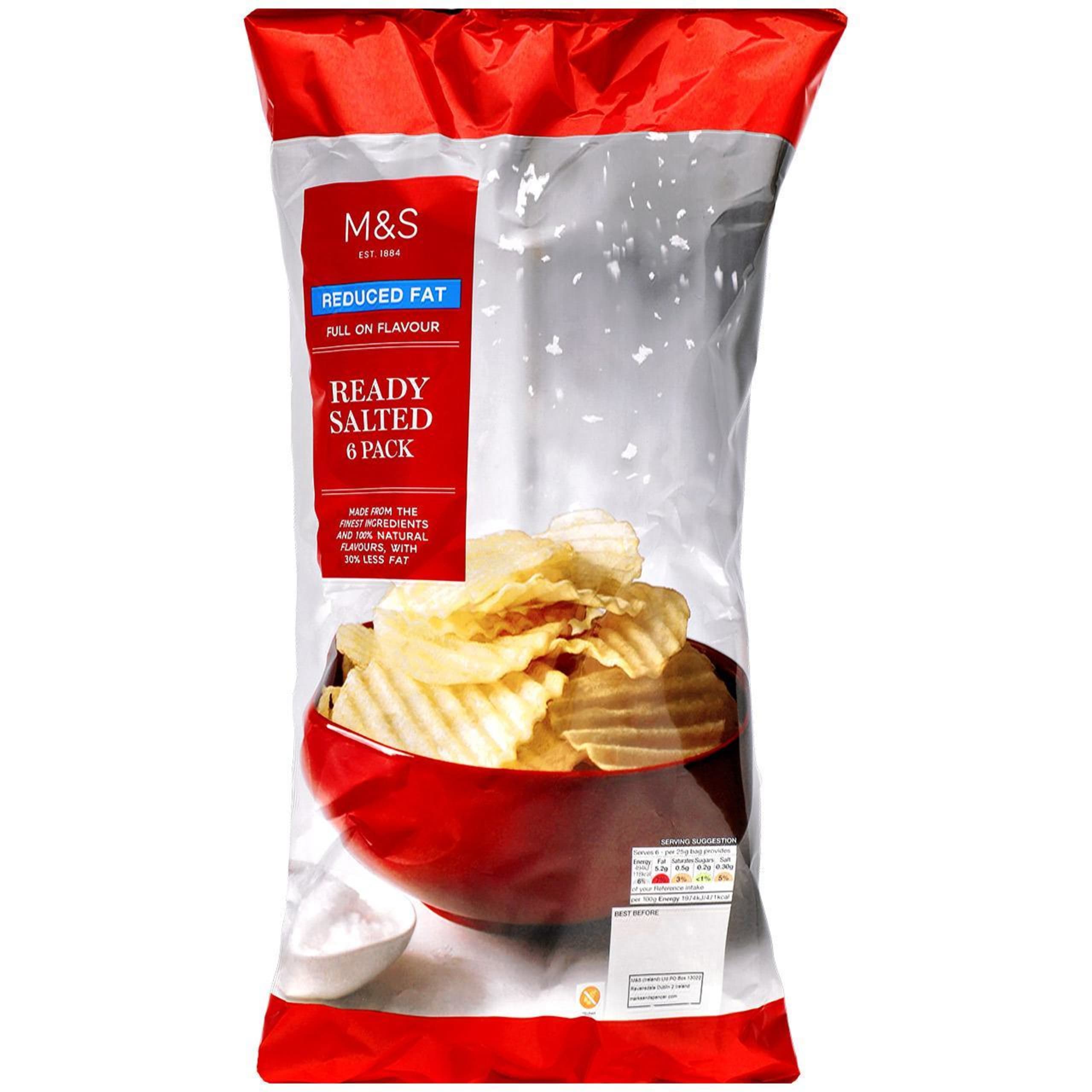 6 Pack Reduced Fat Ready Salted Crisps 1 of 1