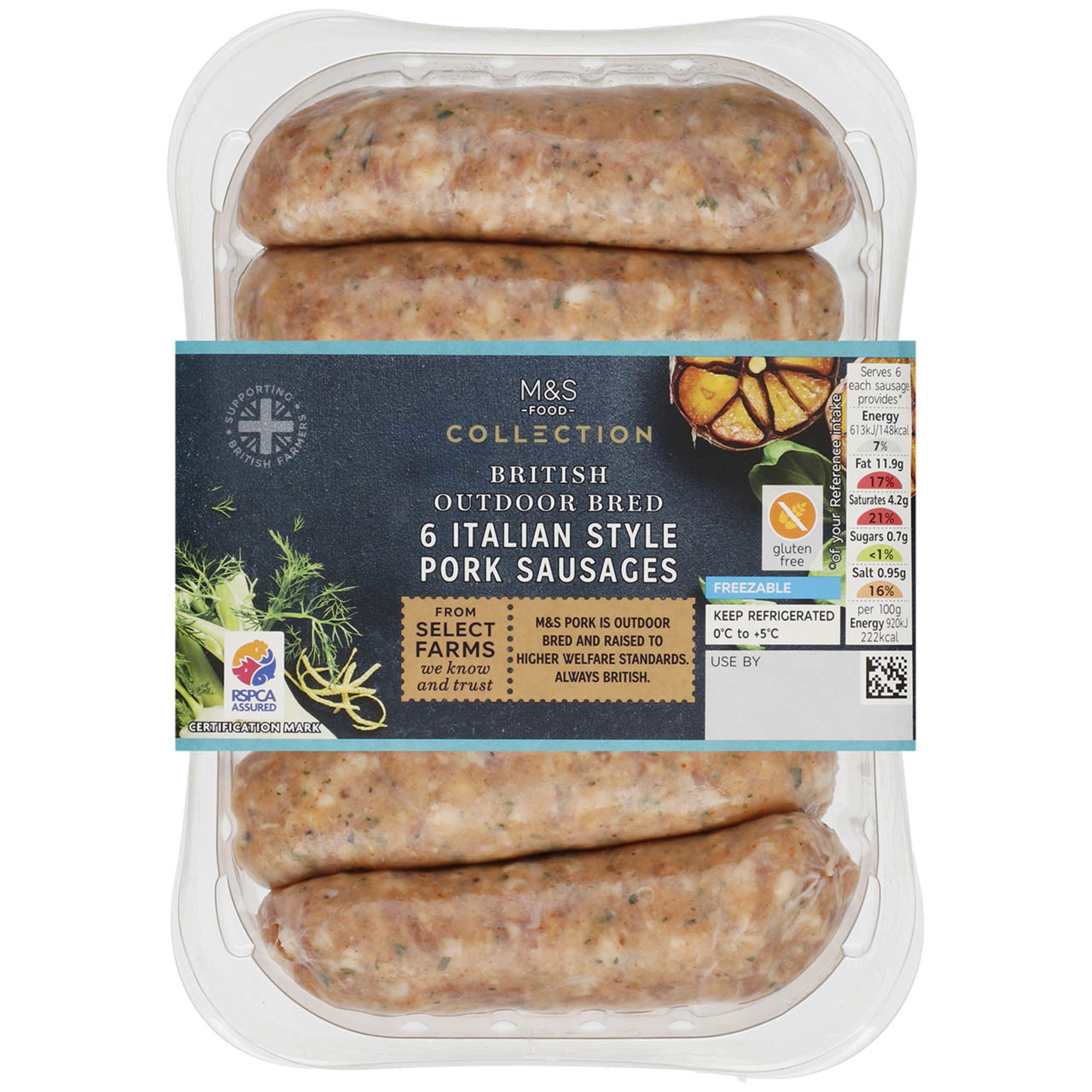 Collection British Outdoor Bred 6 Italian Style Pork Sausages 1 of 2