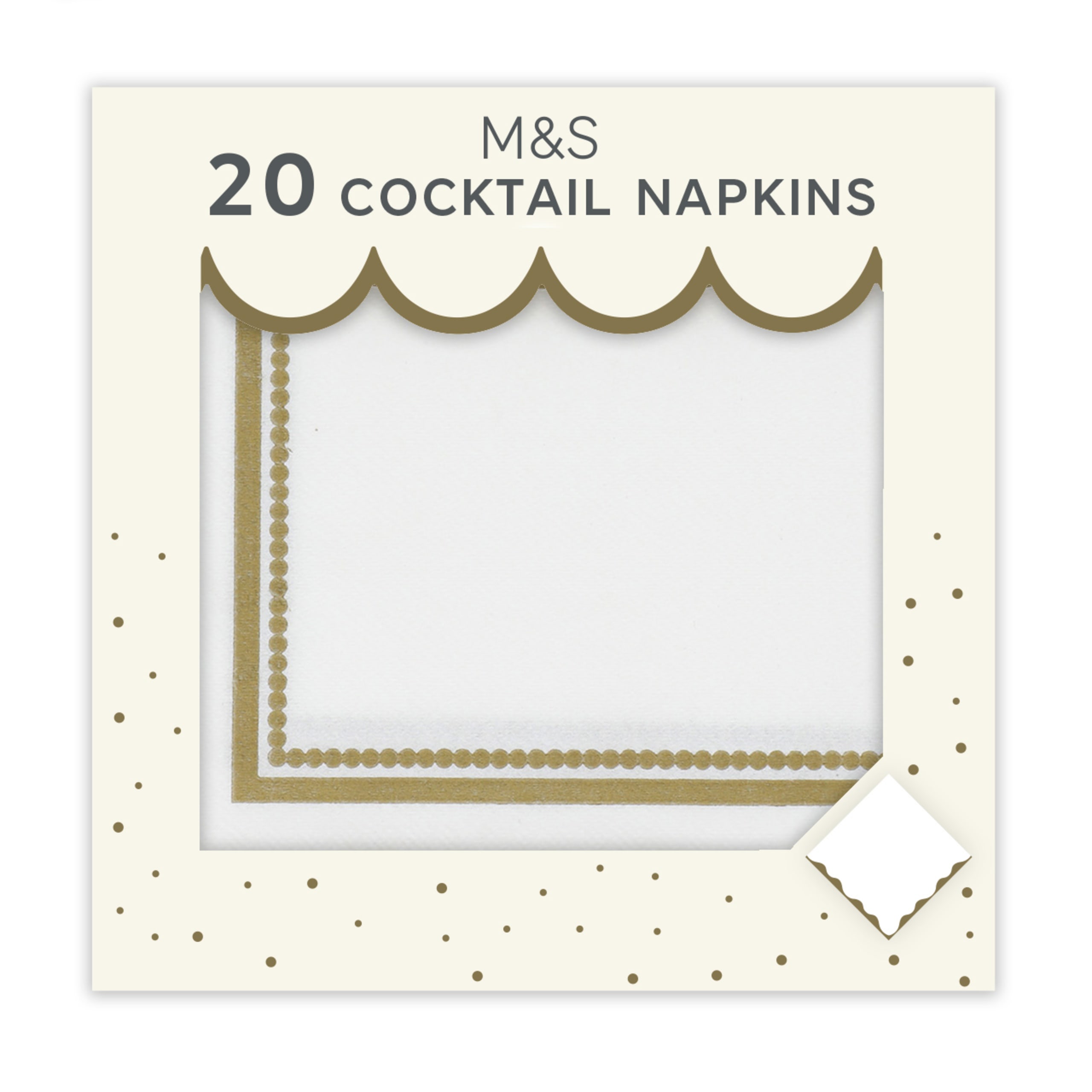 White and Gold Paper Cocktail Napkins 1 of 1