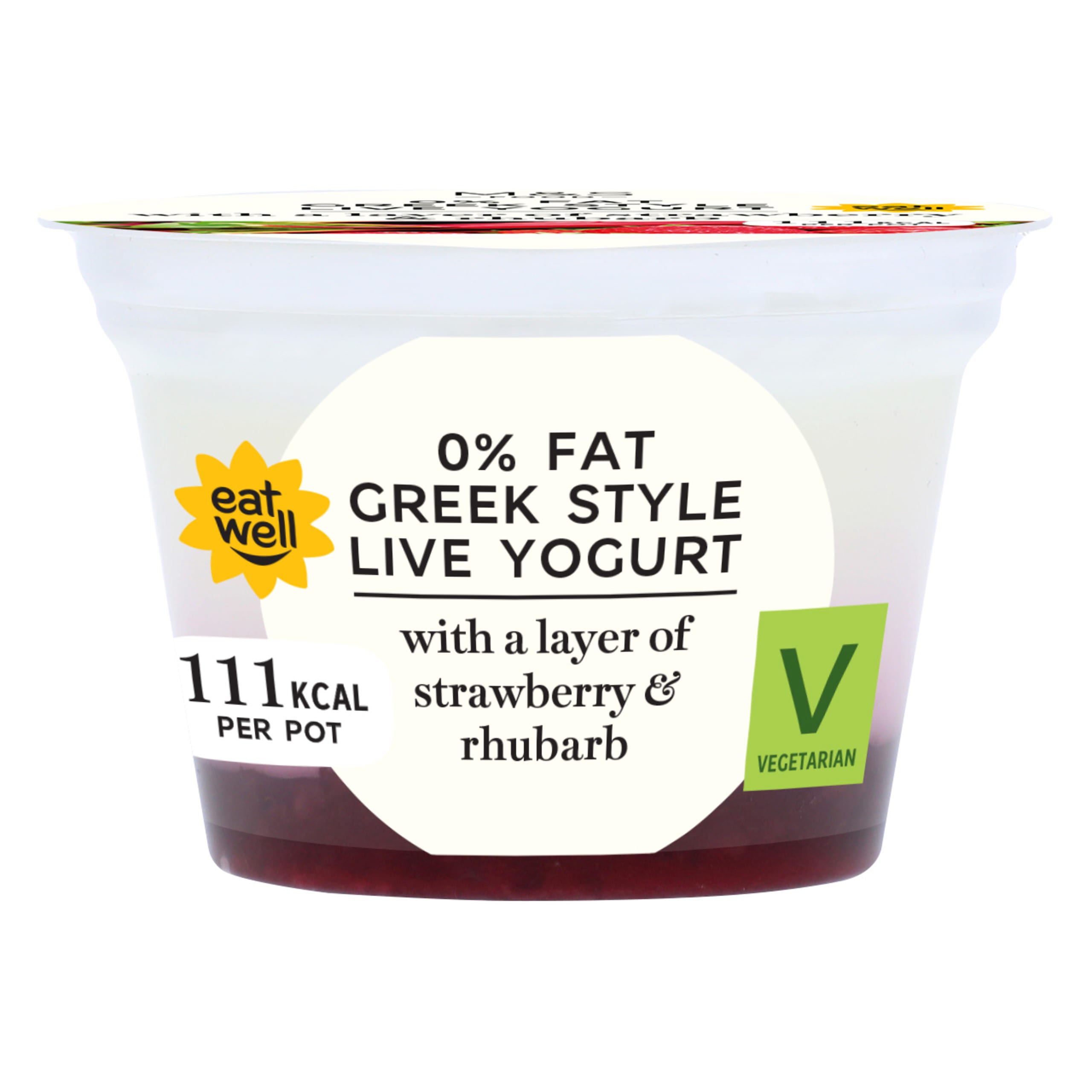 0% Fat Greek Style Live Yogurt with Strawberry and Rhubarb 1 of 1