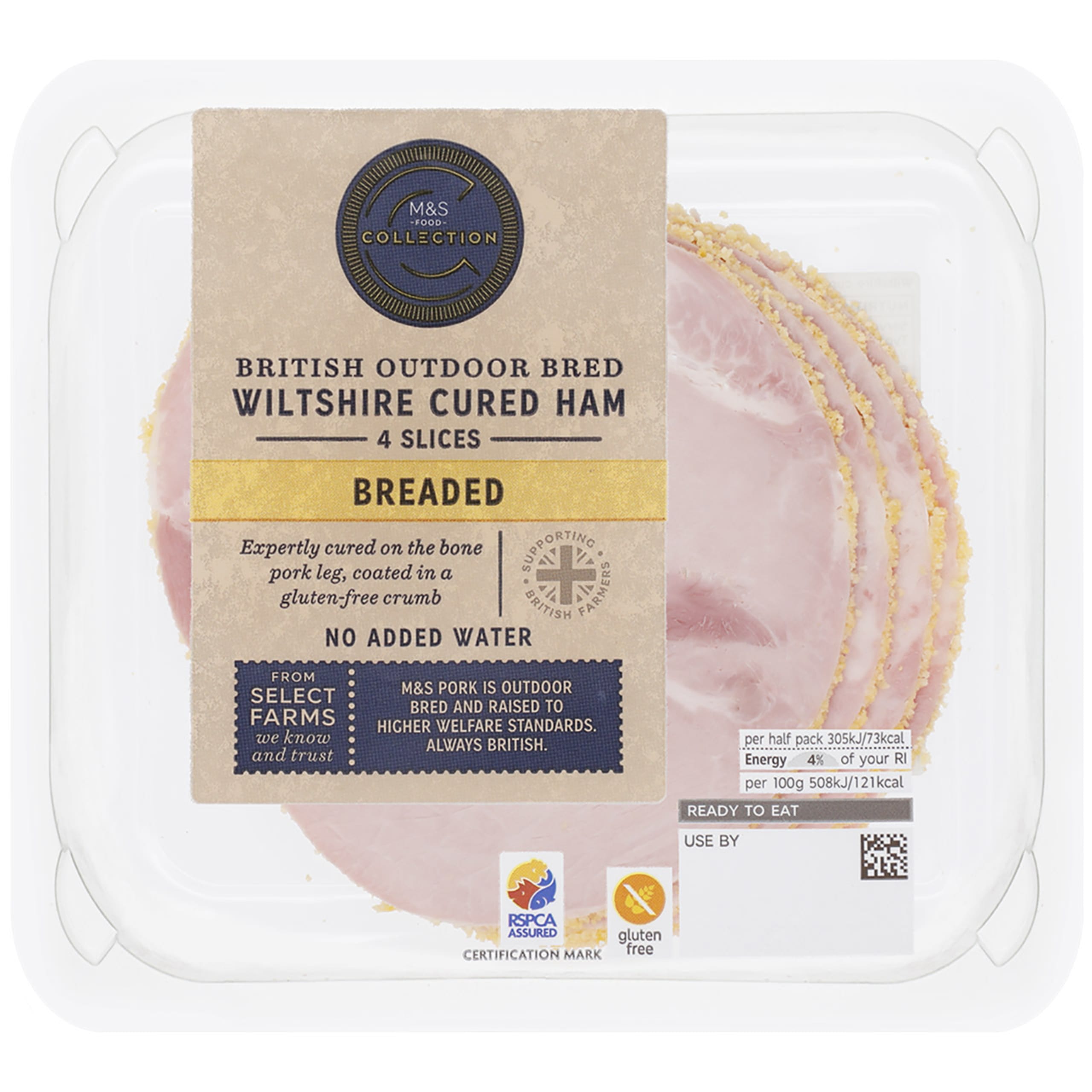 British Outdoor Bred Wiltshire Cured Breaded Ham 4 Slices 1 of 1