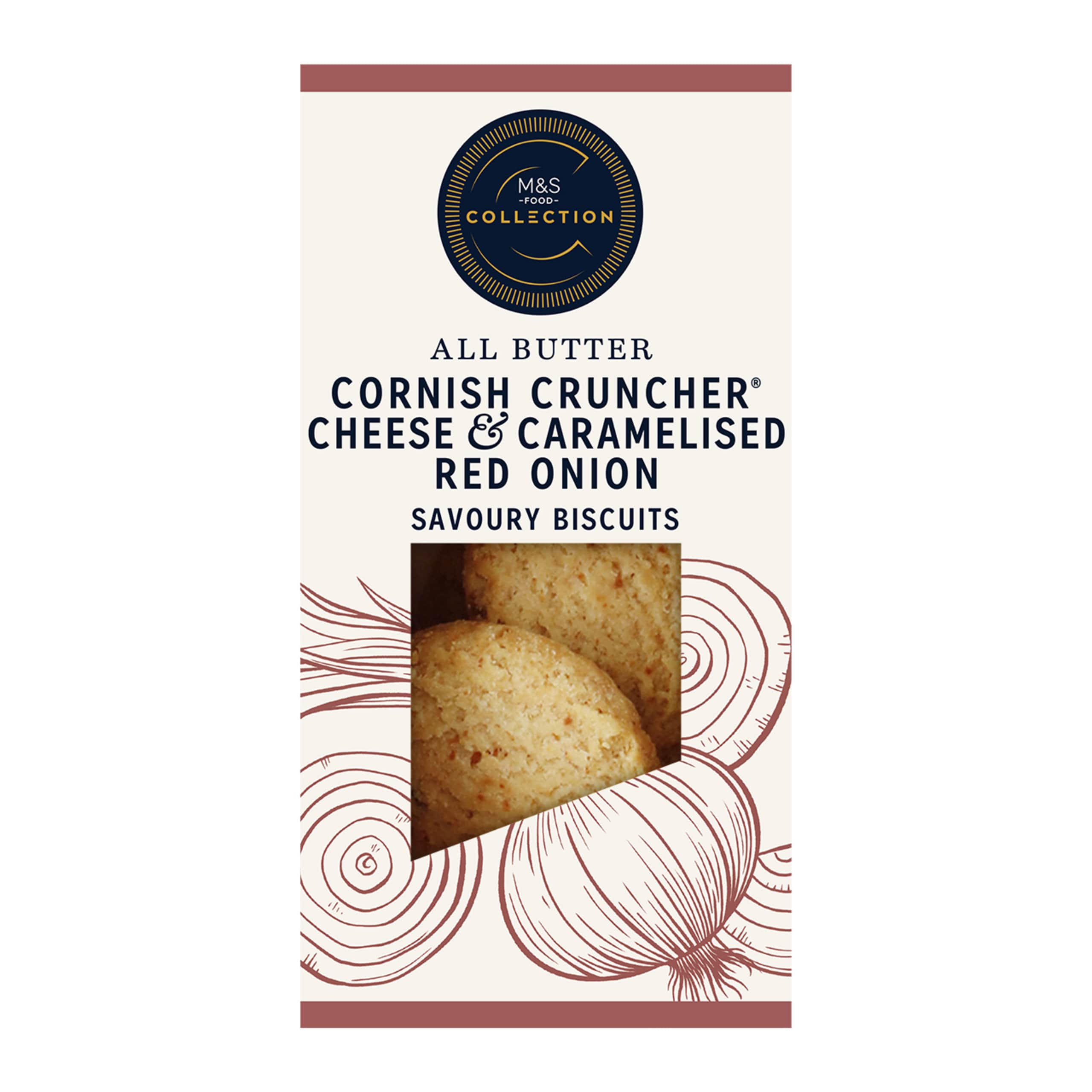 Collection All Butter Cornish Cruncher Cheese and Caramelised Red Onion Savoury Biscuits 1 of 2