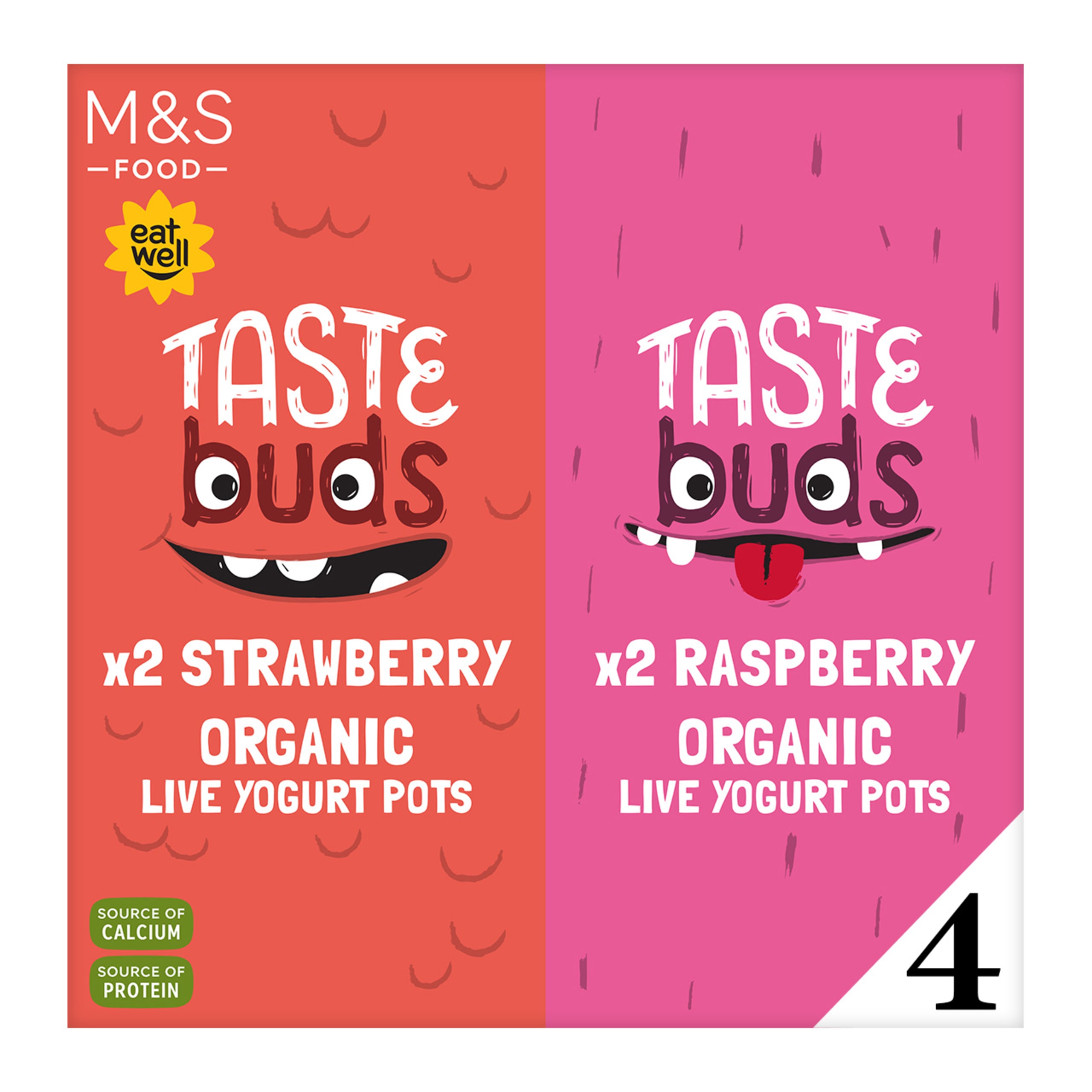 Taste Buds Organic Strawberry and Raspberry Live Yogurt Pots 1 of 1