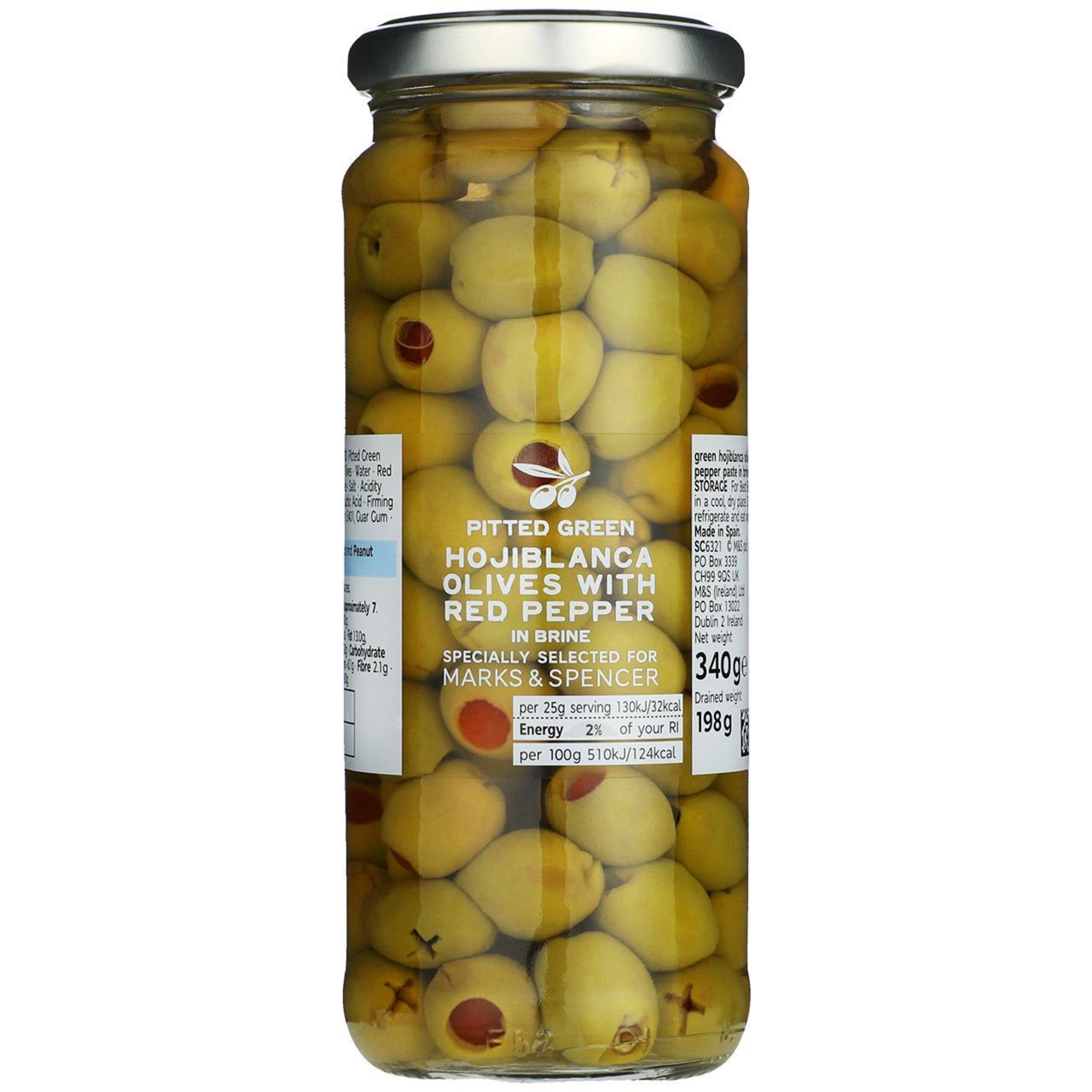 Pitted Green Hojiblanca Olives With Red Pepper 1 of 1