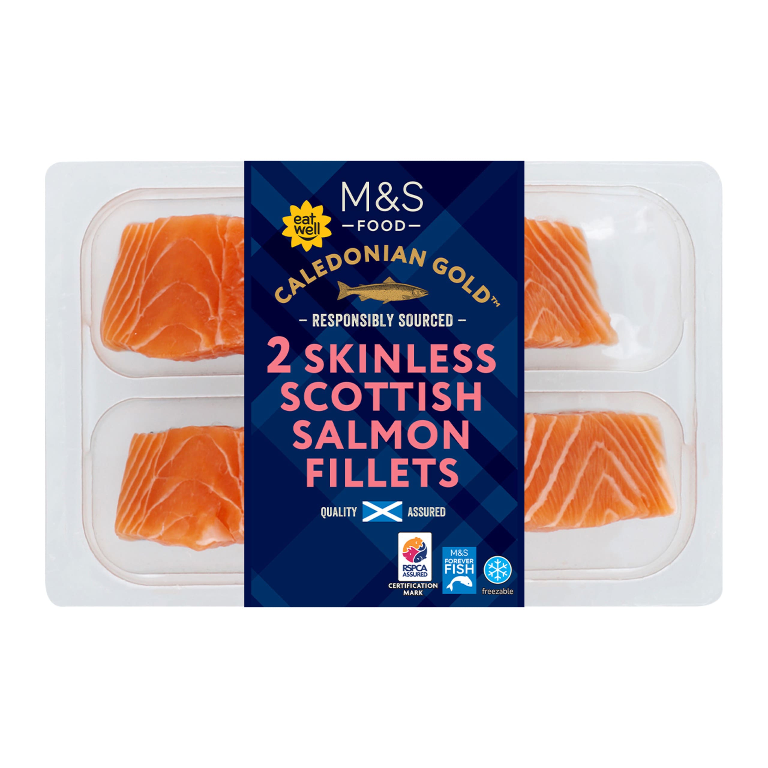 Two Caledonian Gold Skinless Scottish Salmon Fillets 1 of 3