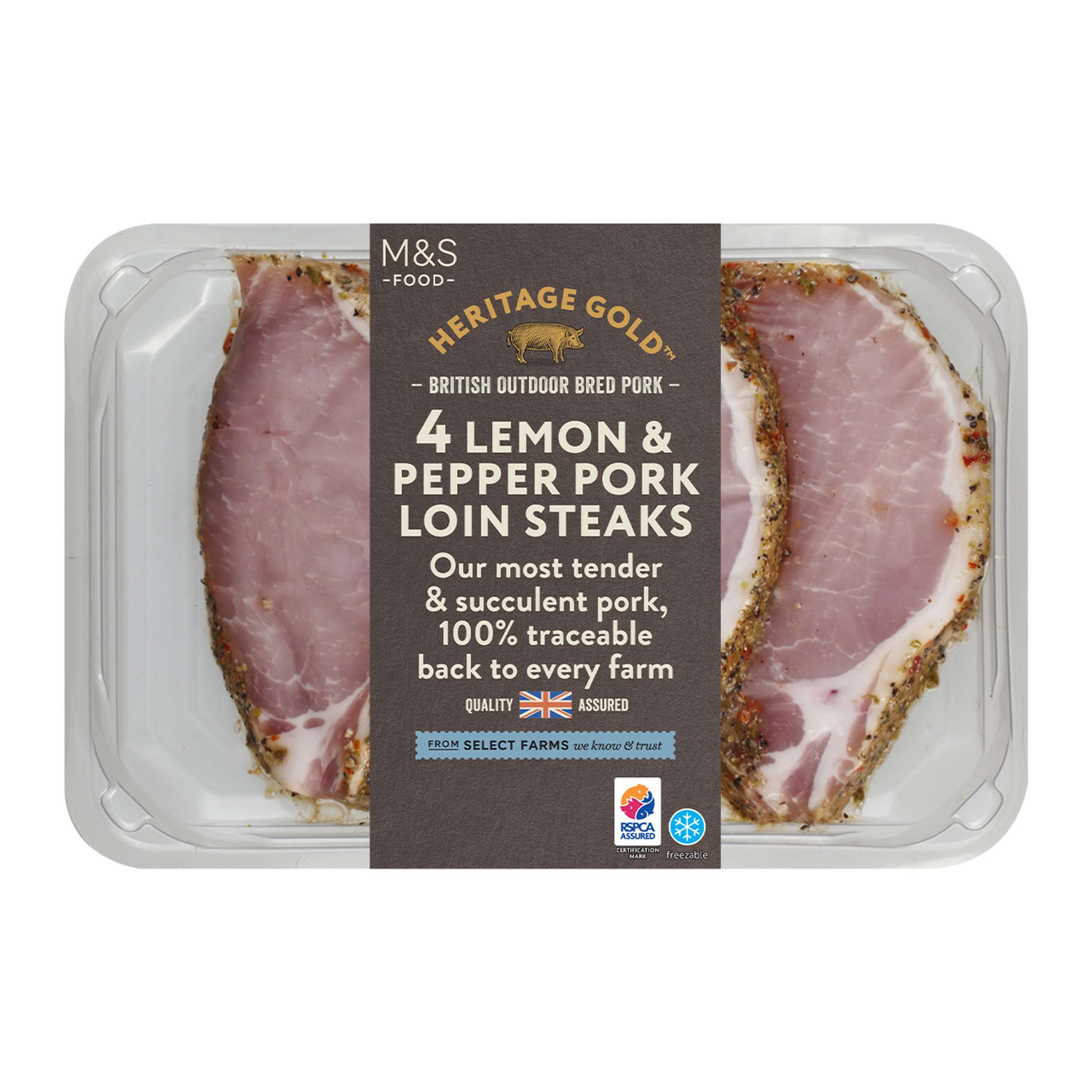 Heritage Gold British Outdoor Bred Pork Lemon and Pepper Pork Loin Steaks 1 of 1
