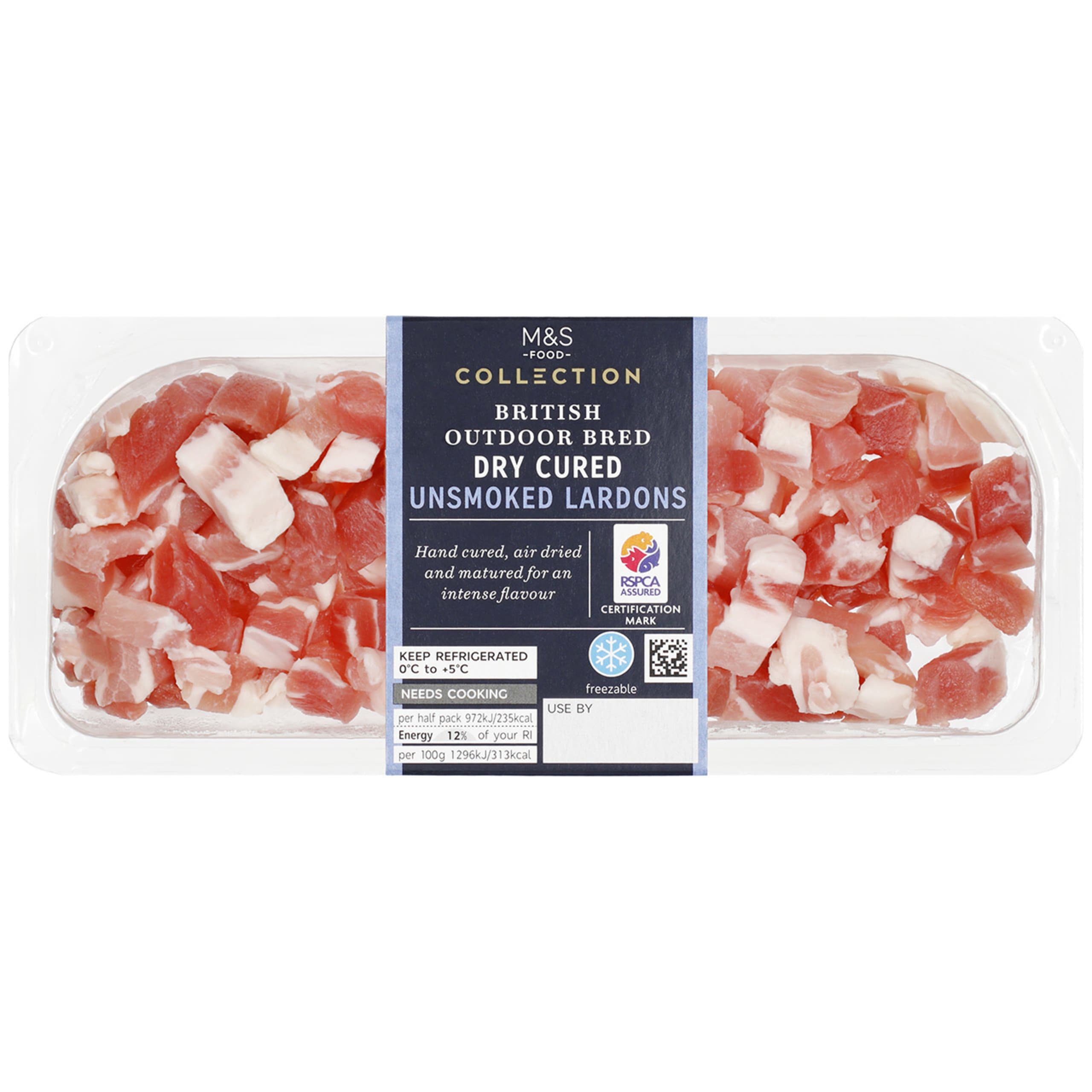 Collection British Outdoor Bred Dry Cured Unsmoked Lardons 1 of 2