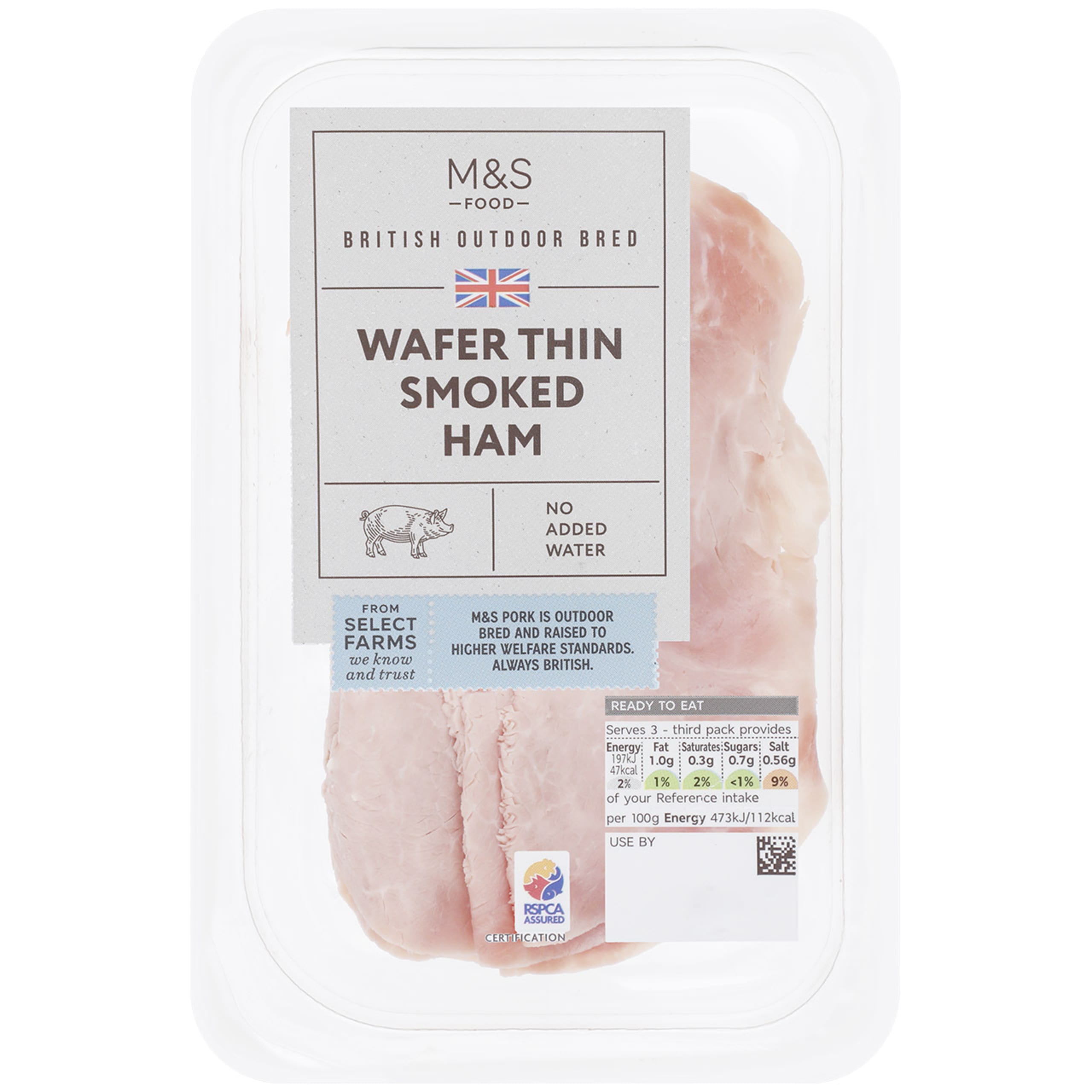 British Outdoor Bred Wafer Thin Smoked Ham 1 of 1