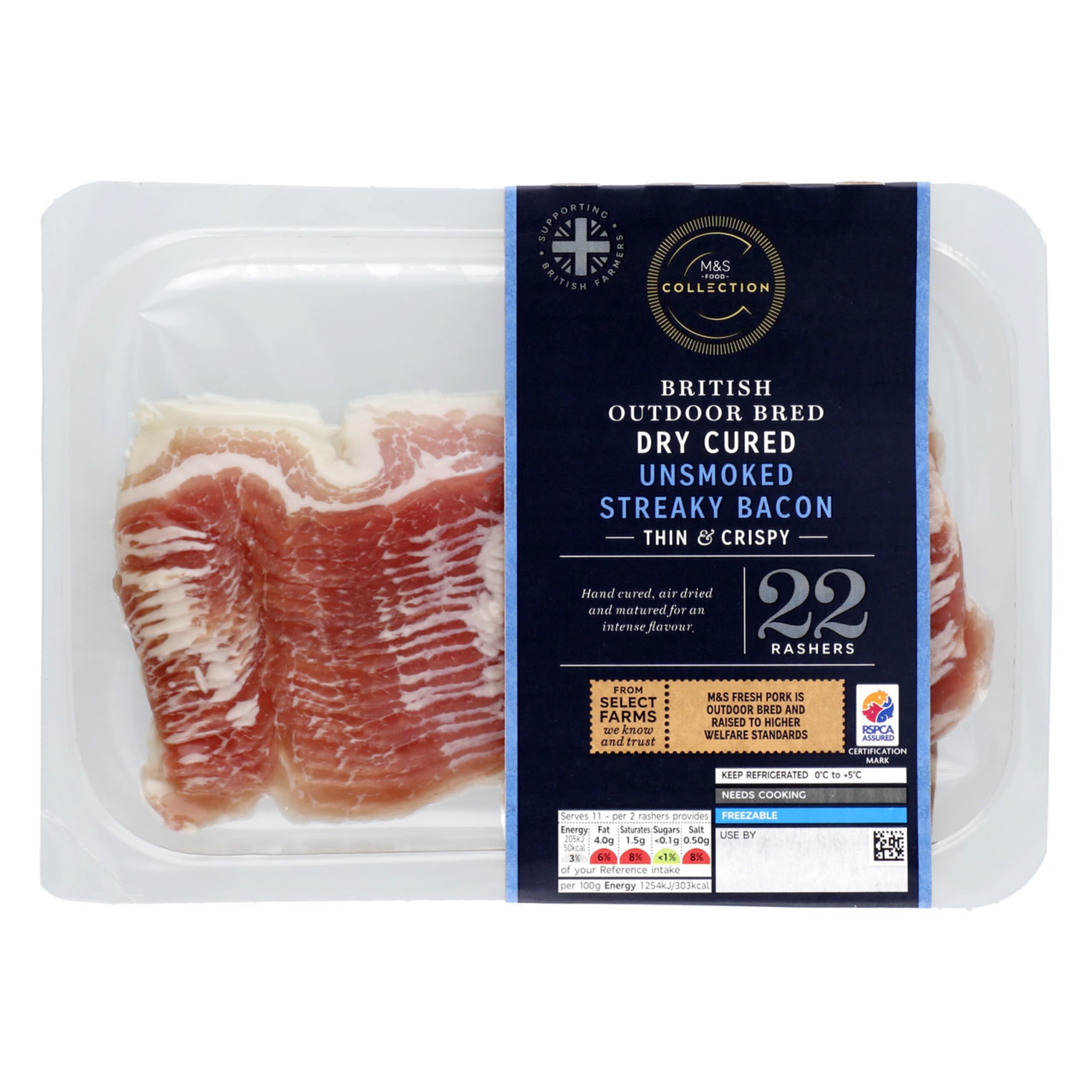 Collection British Outdoor Bred Dry Cured Unsmoked Streaky Bacon 1 of 1