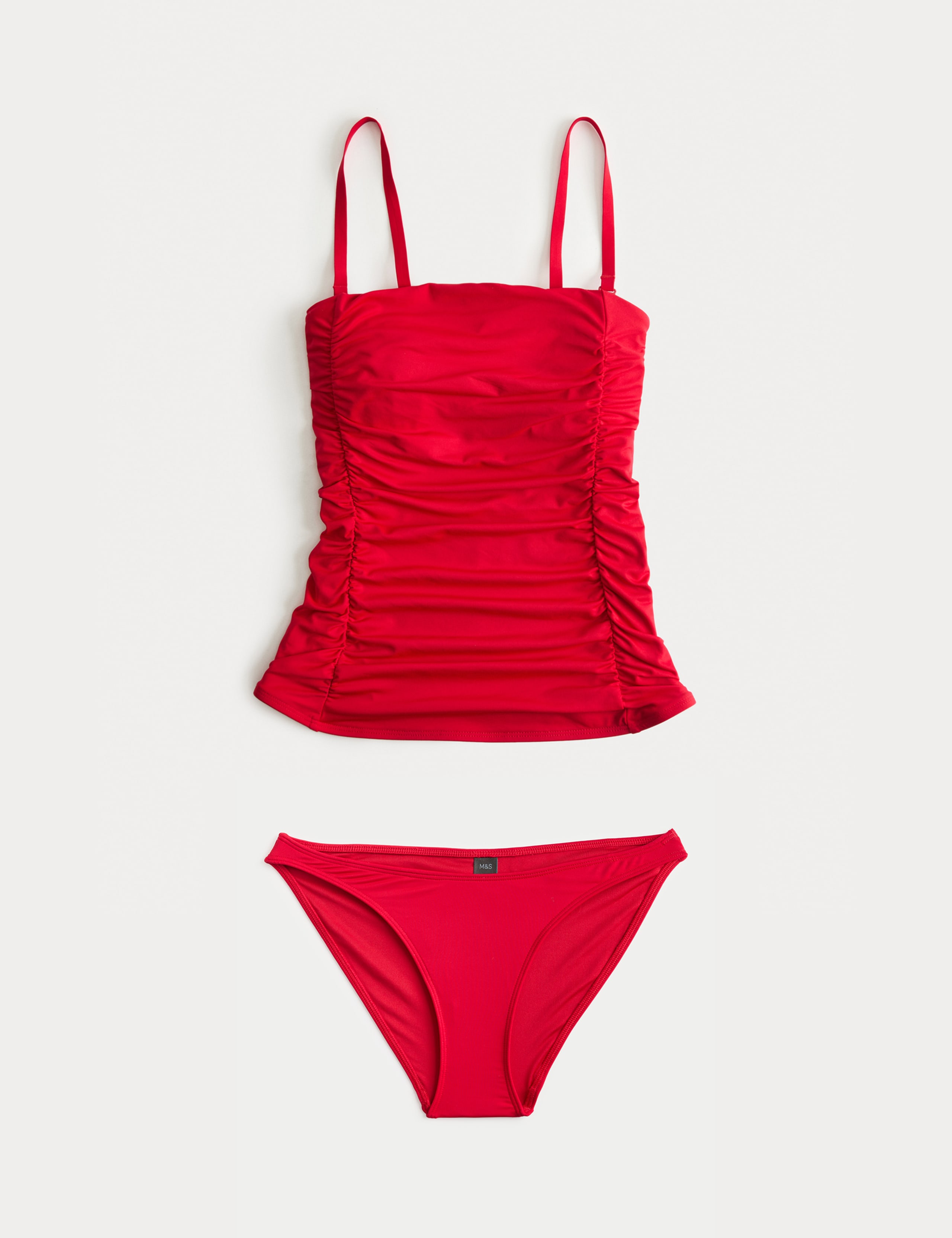 Square Neck Tummy Control Ruched Tankini Set 1 of 6