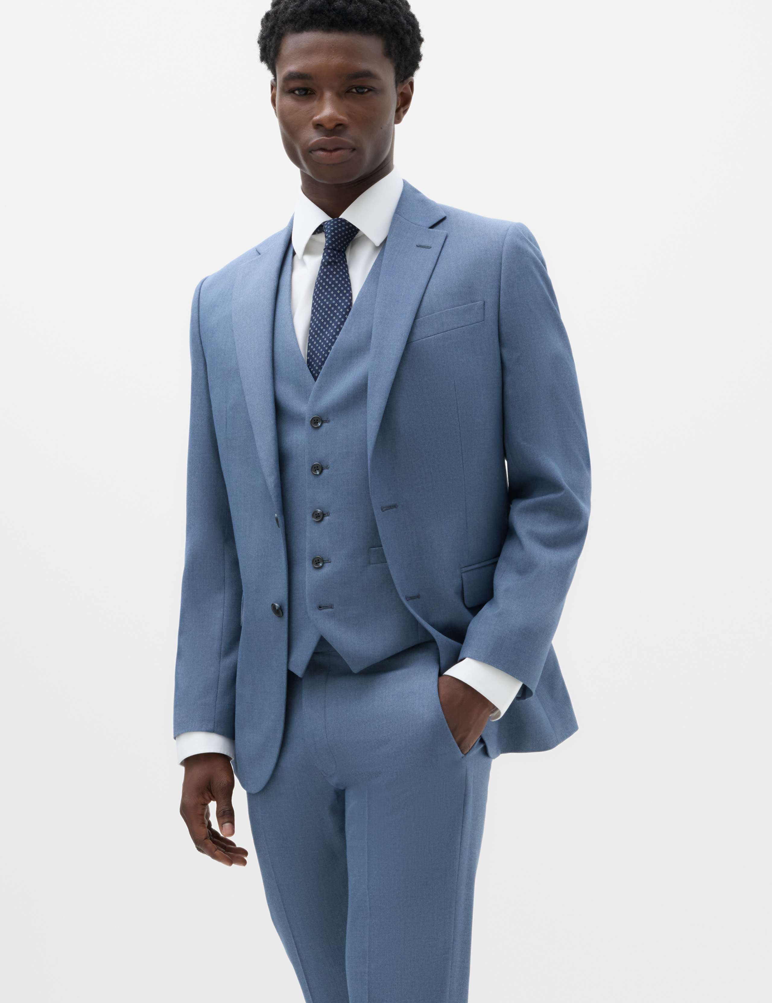 3 Piece Tailored Fit Textured Suit