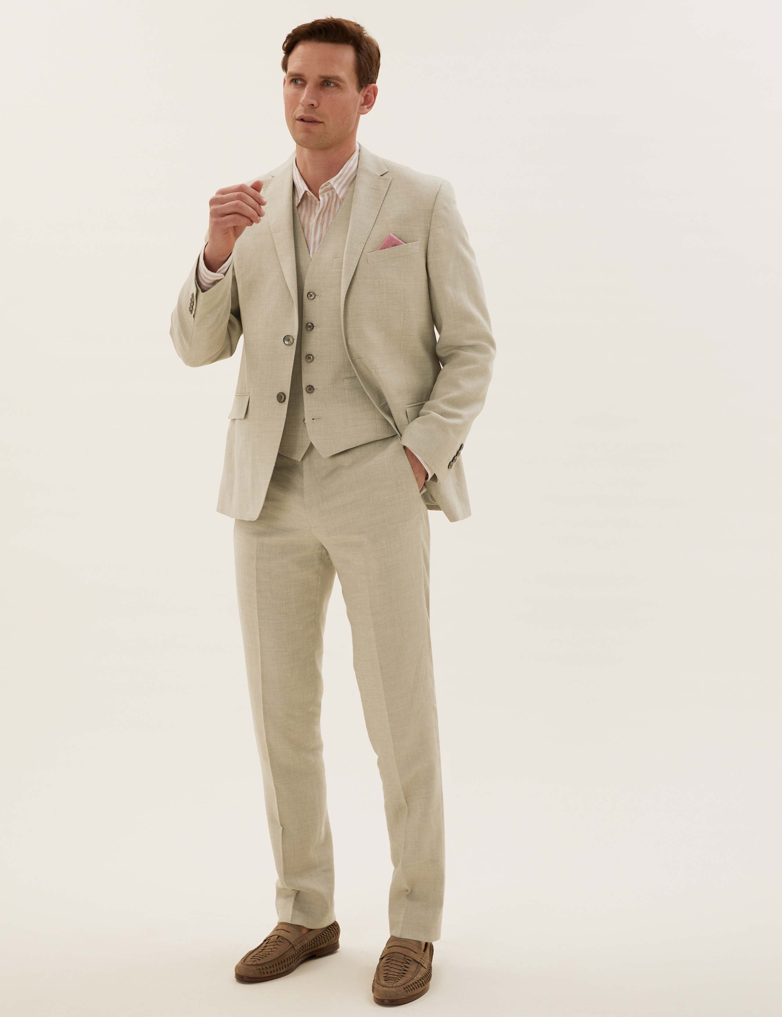 Tailored Fit Italian Linen Miracle™ 3 Piece Suit 3 of 8