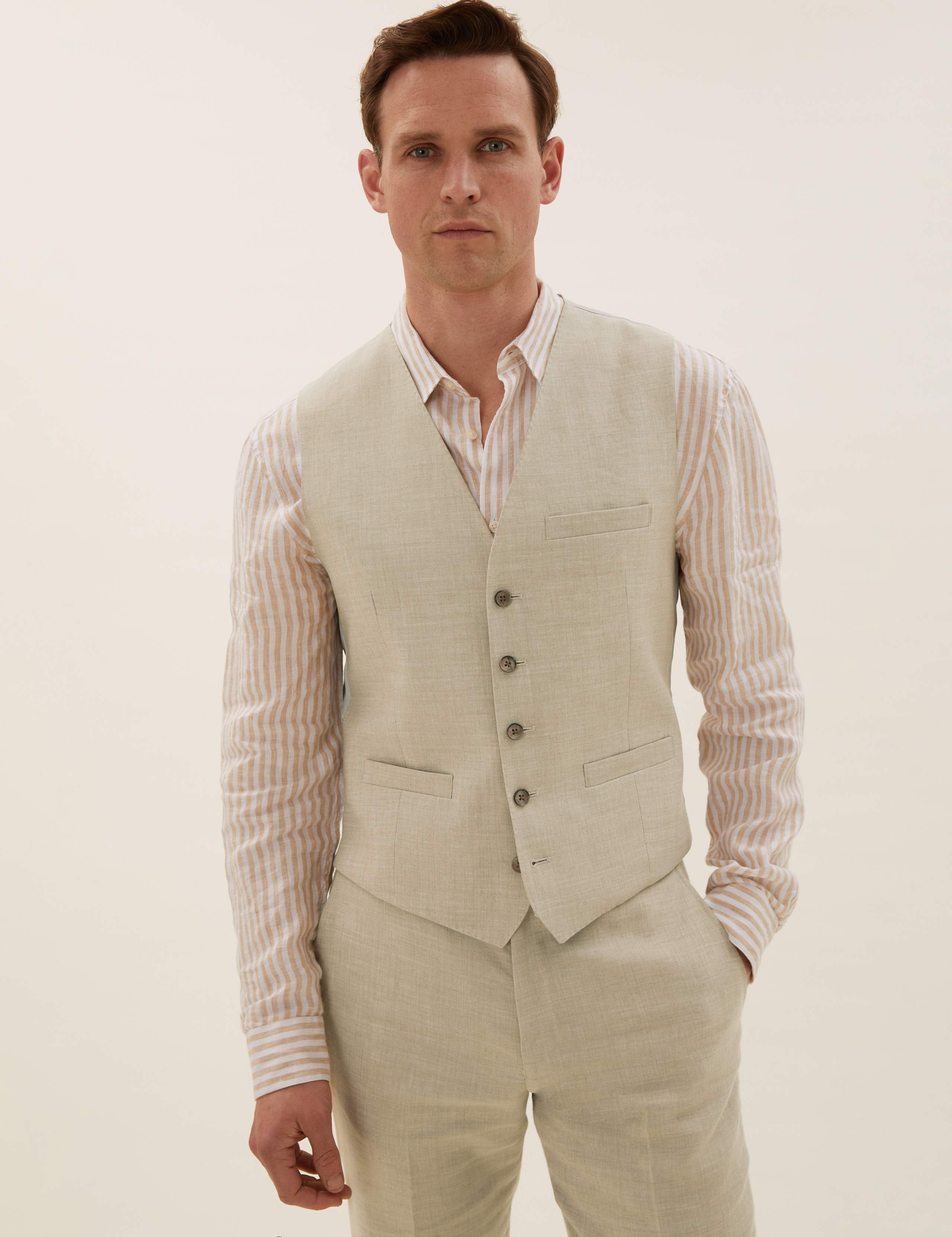 Tailored Fit Italian Linen Miracle™ 3 Piece Suit 1 of 8