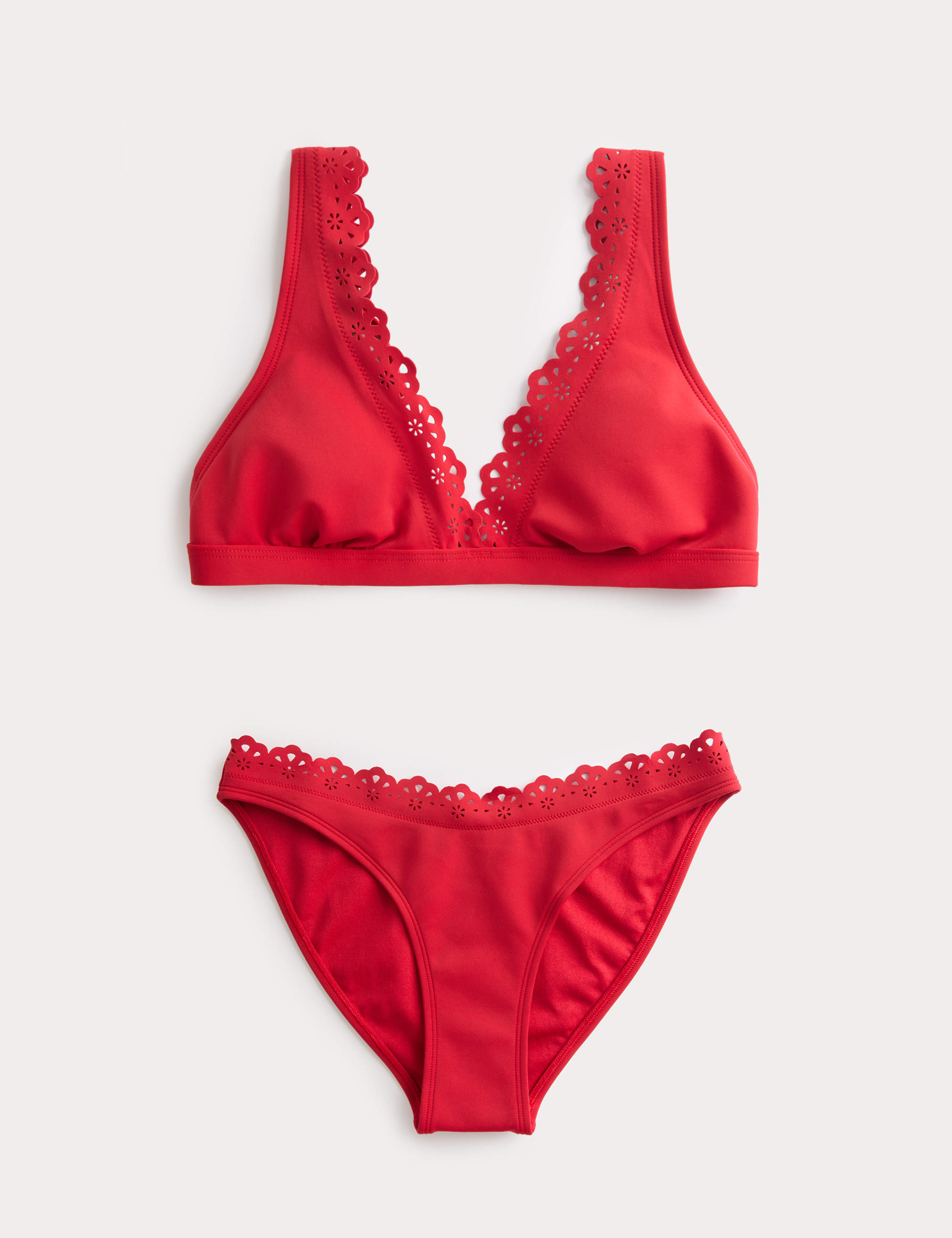 Broderie Trim Sculpt Padded Plunge Bikini Set 1 of 6