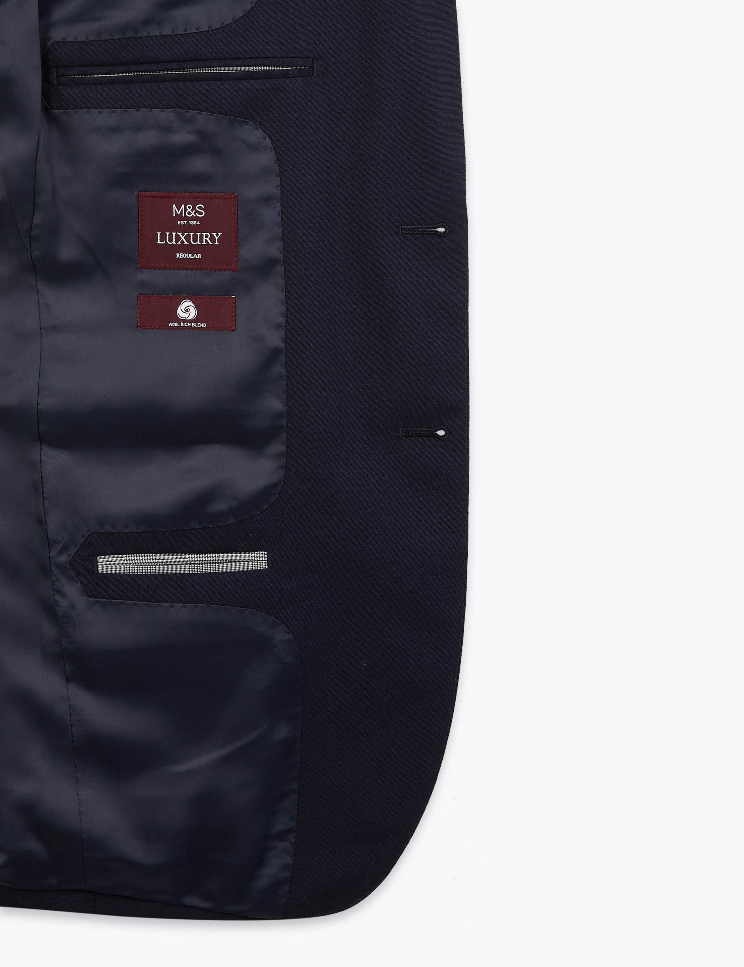 Navy Regular Fit Wool 3 Piece Suit 6 of 8