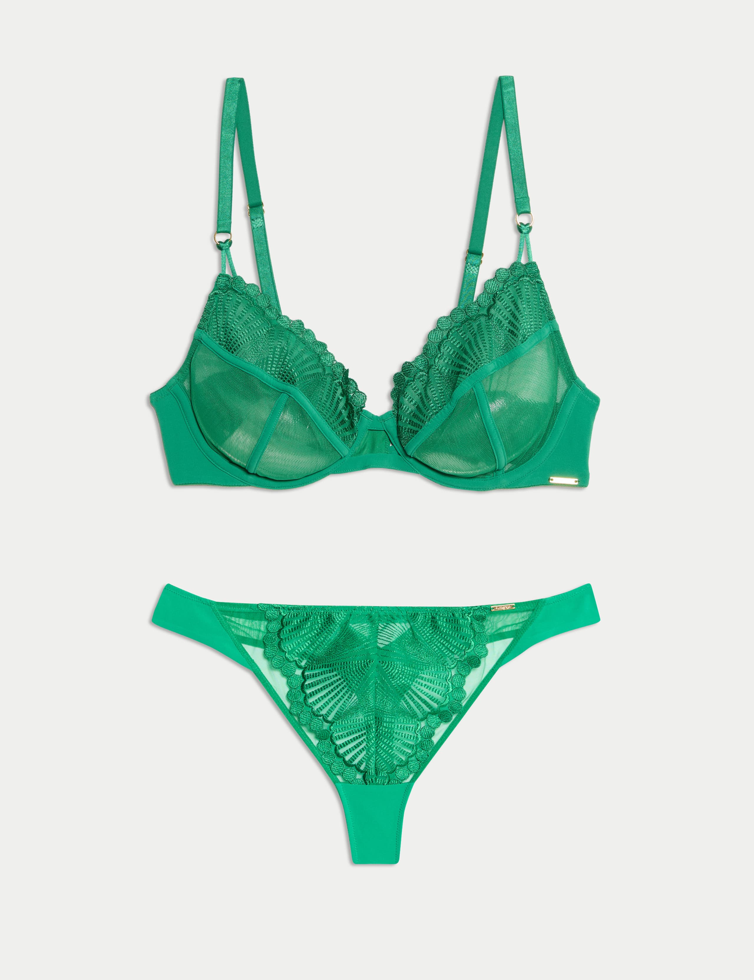 Leon Embroidery Wired Full Cup Bra Set A-E 1 of 6