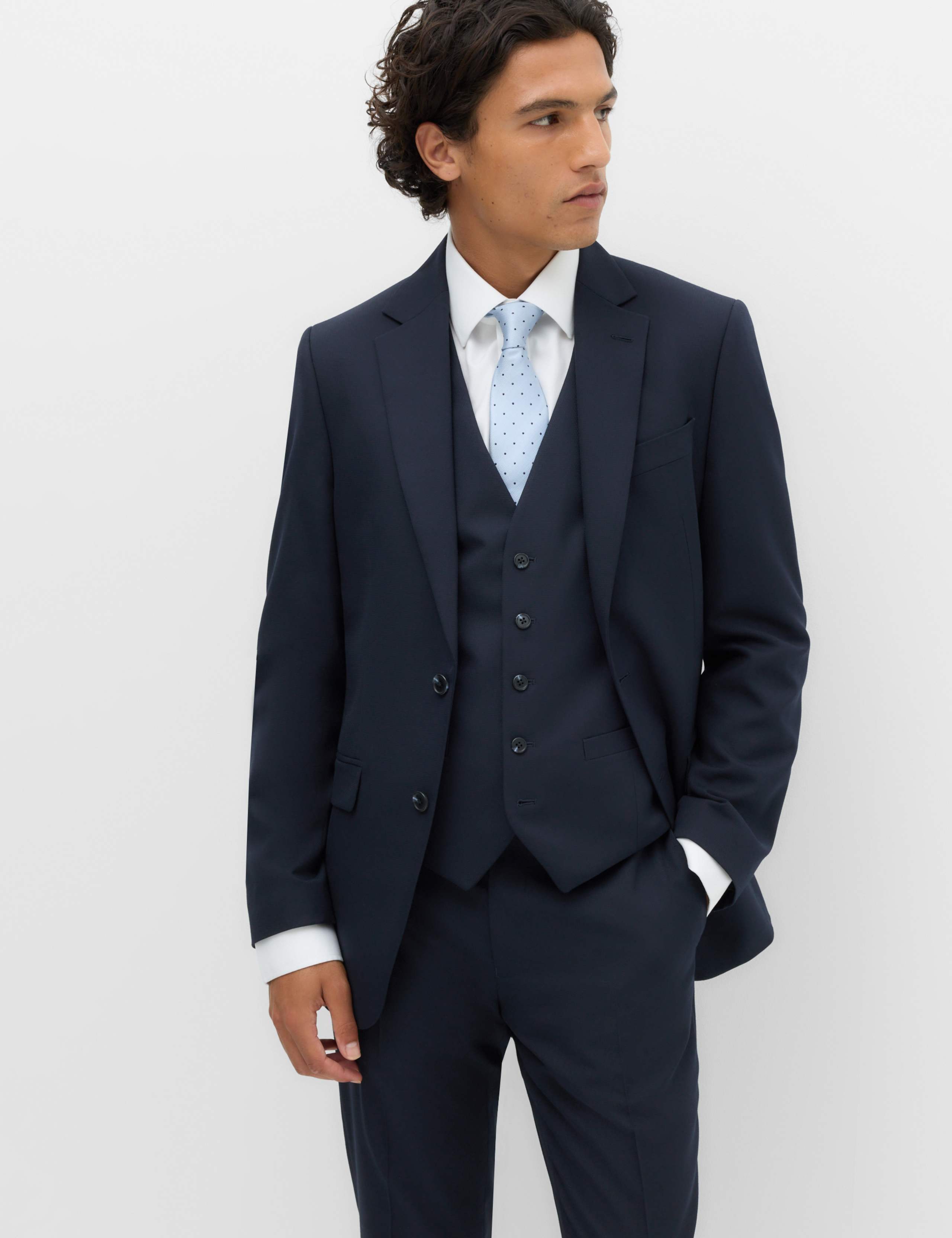3 Piece Tailored Fit Textured Suit