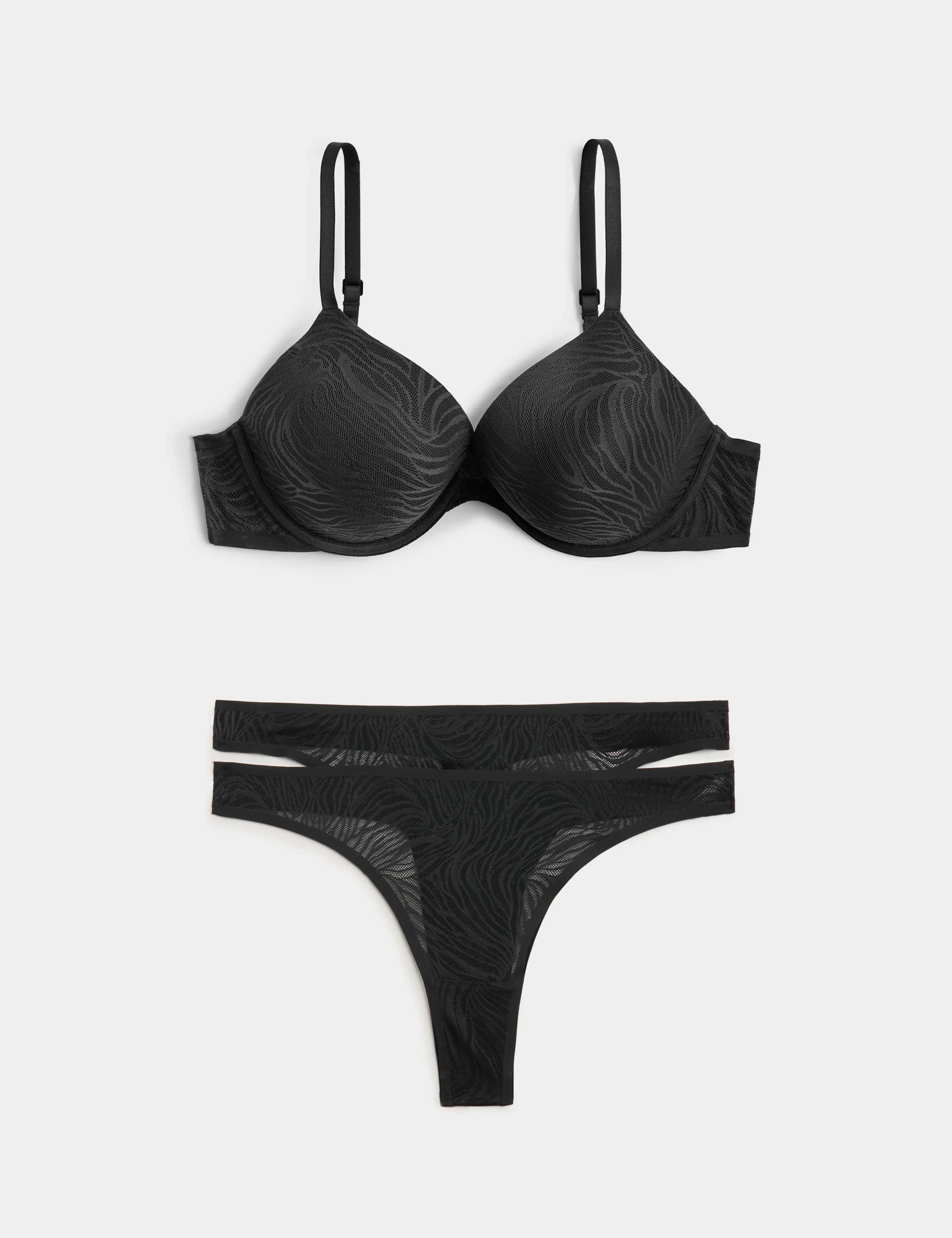 Body Lace Wired Push Up Bra Set A-E 1 of 6