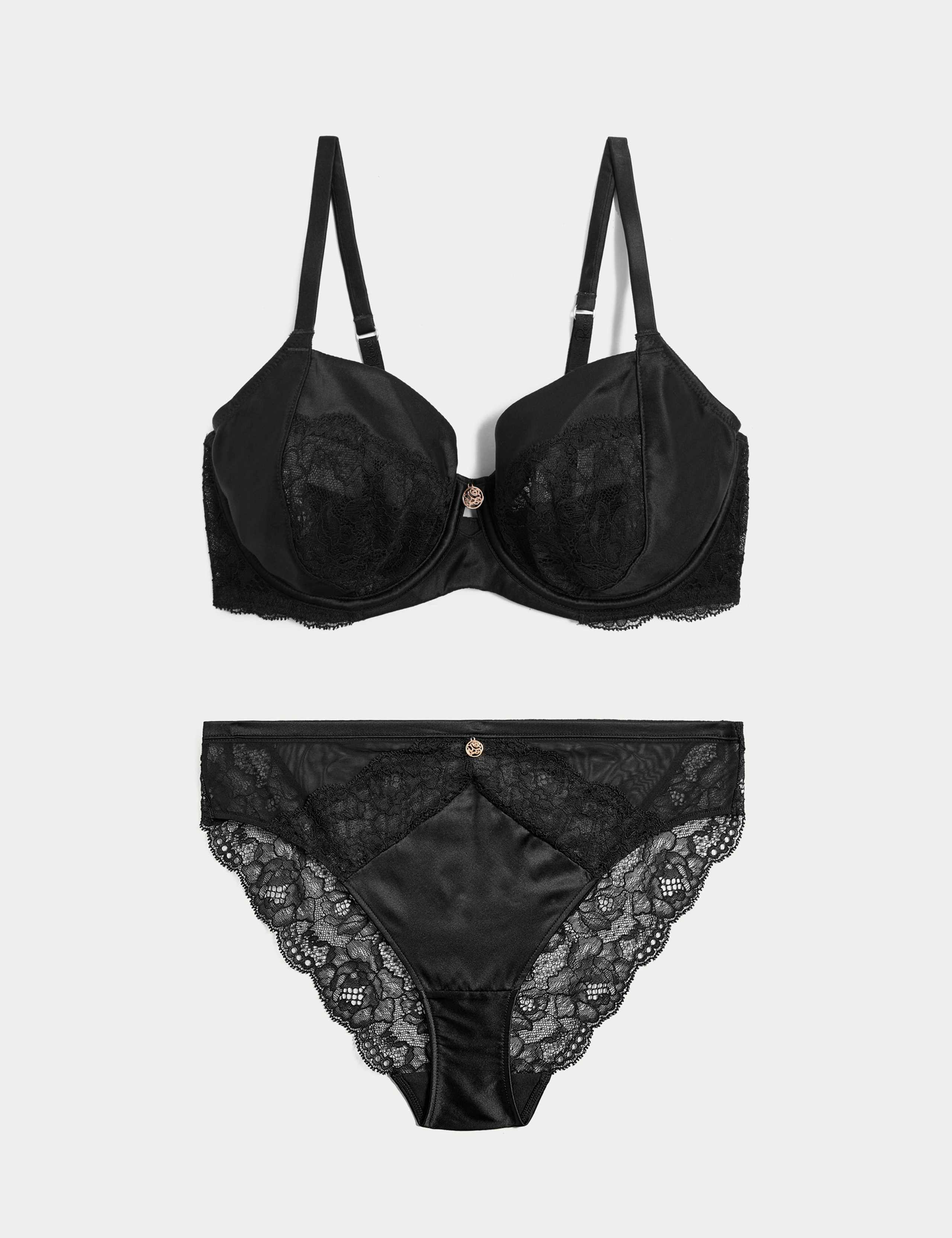 Silk Blend Wired Balcony Bra Set A-E 1 of 6