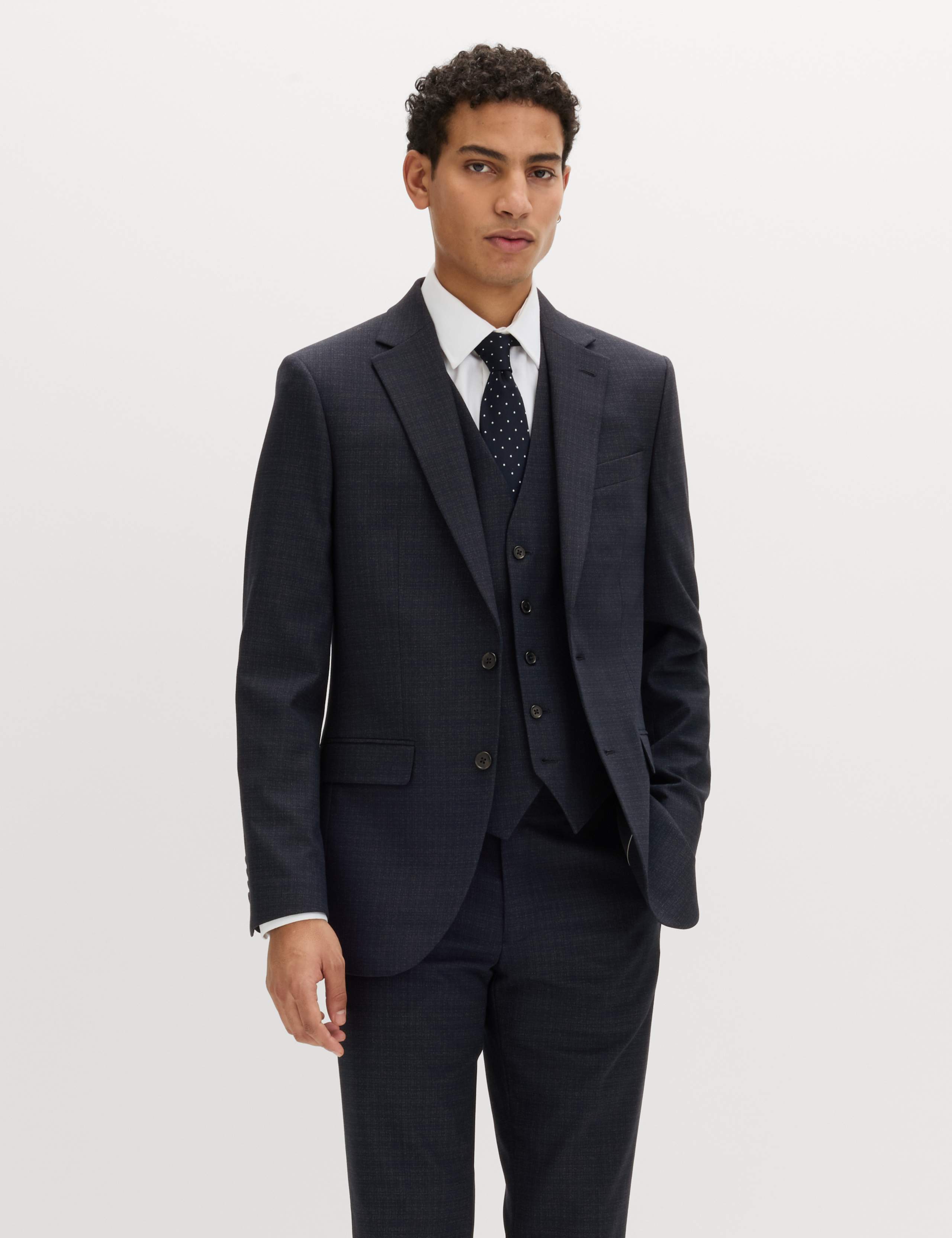 3 Piece Slim Fit Textured Stretch Suit