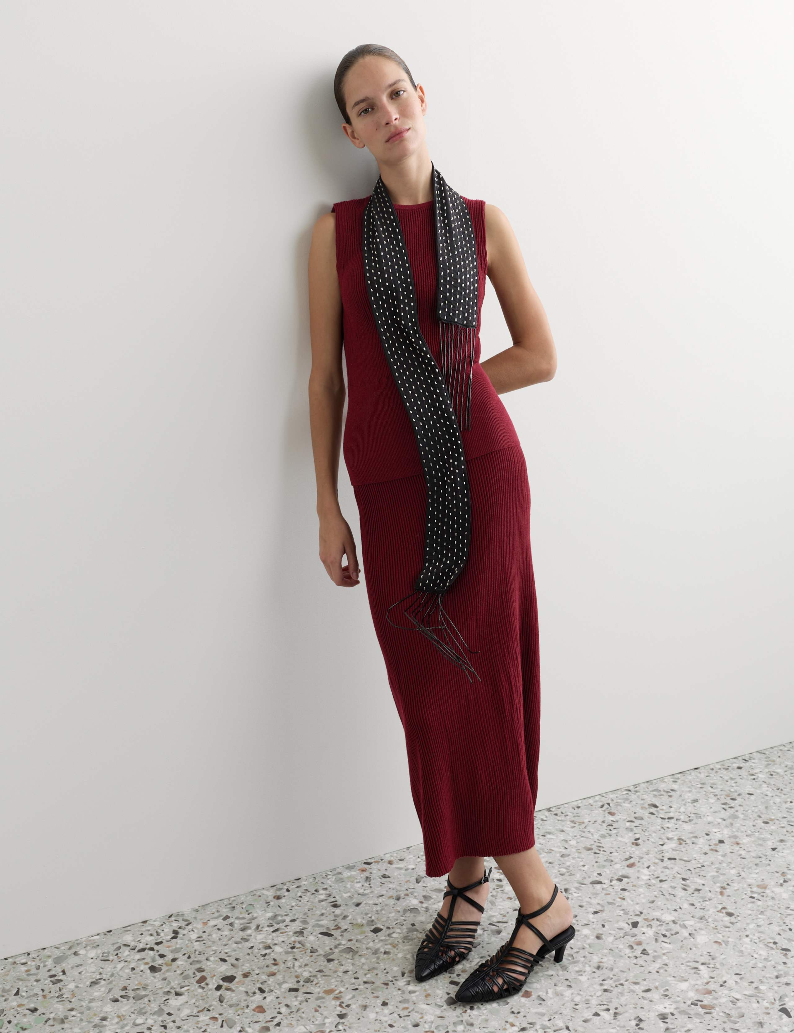 Merino Lurex Knitted Top & Skirt Set
