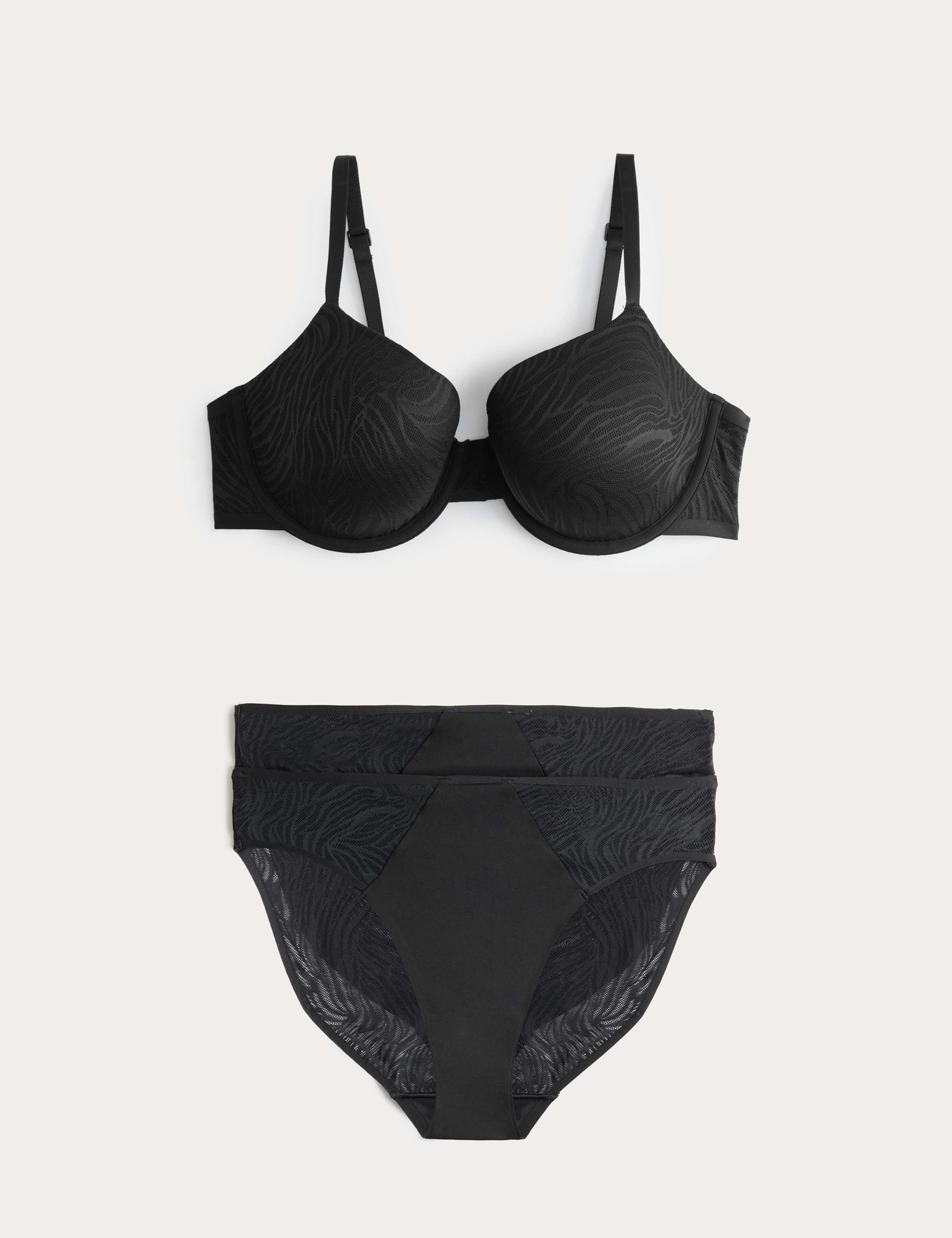 Body Lace Wired Demi Cup Bra Set A-E 1 of 6
