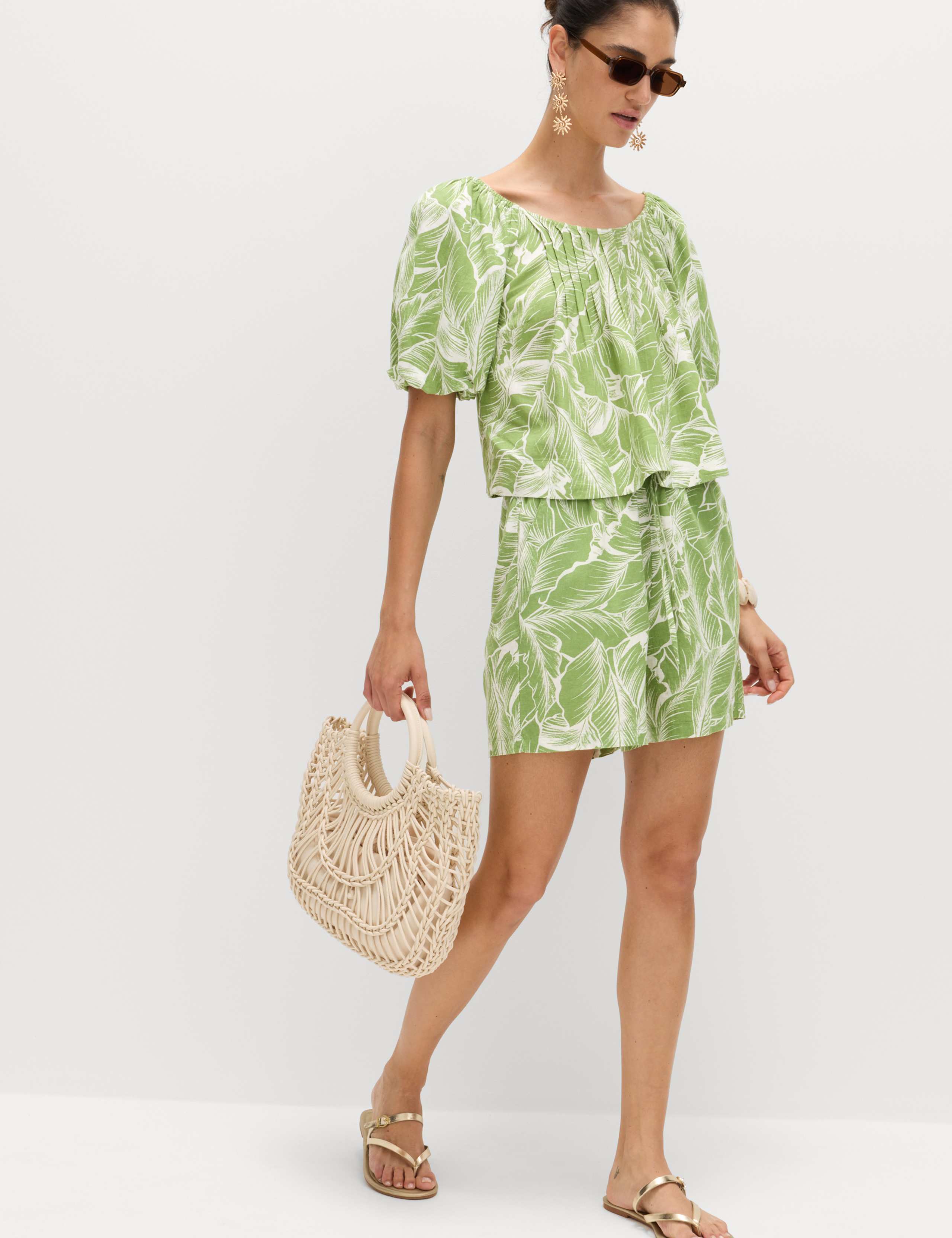 Linen Rich Top & Shorts Set