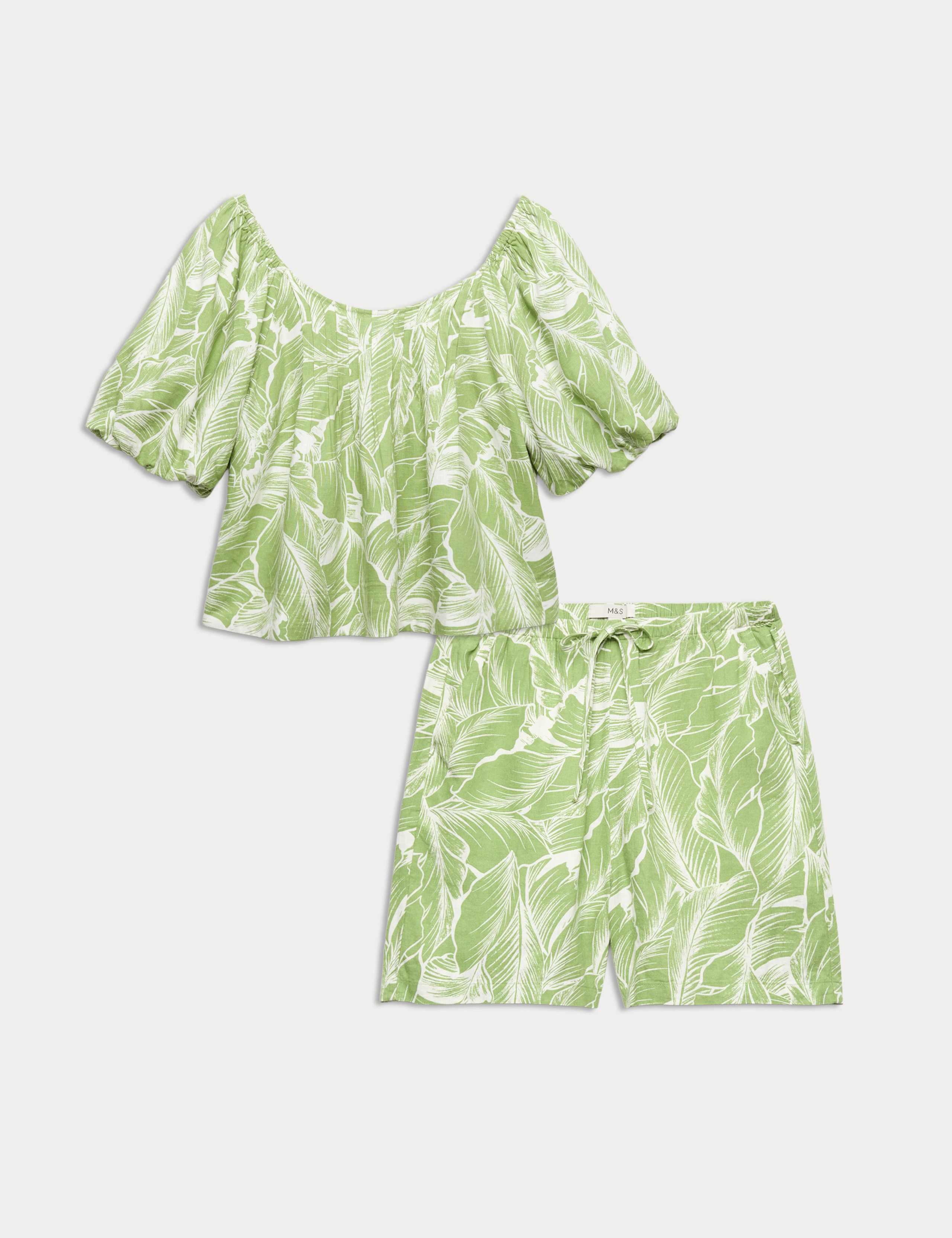 Linen Rich Top & Shorts Set 1 of 6