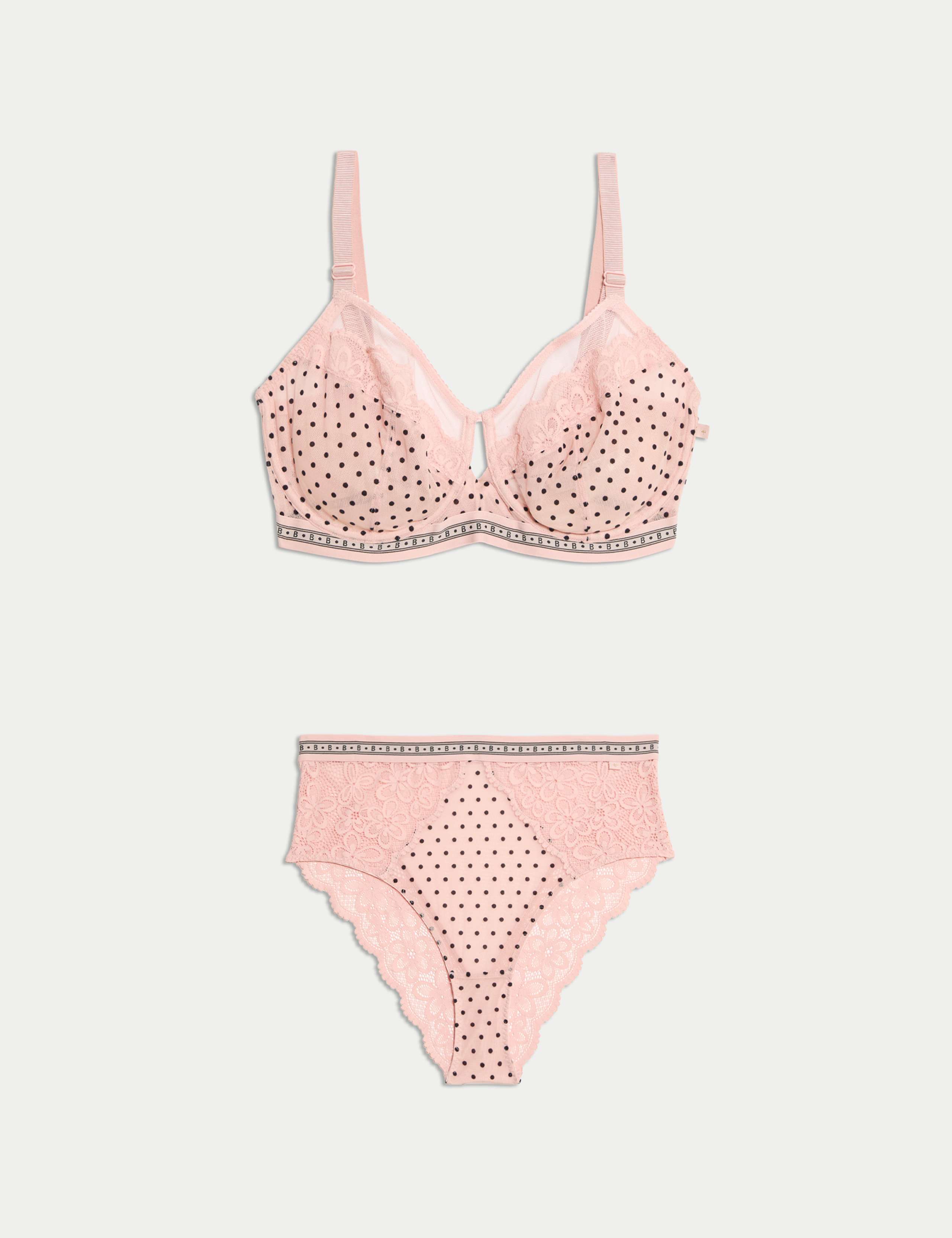 Alma Flock & Lace Wired Minimiser Bra Set C-G 1 of 6