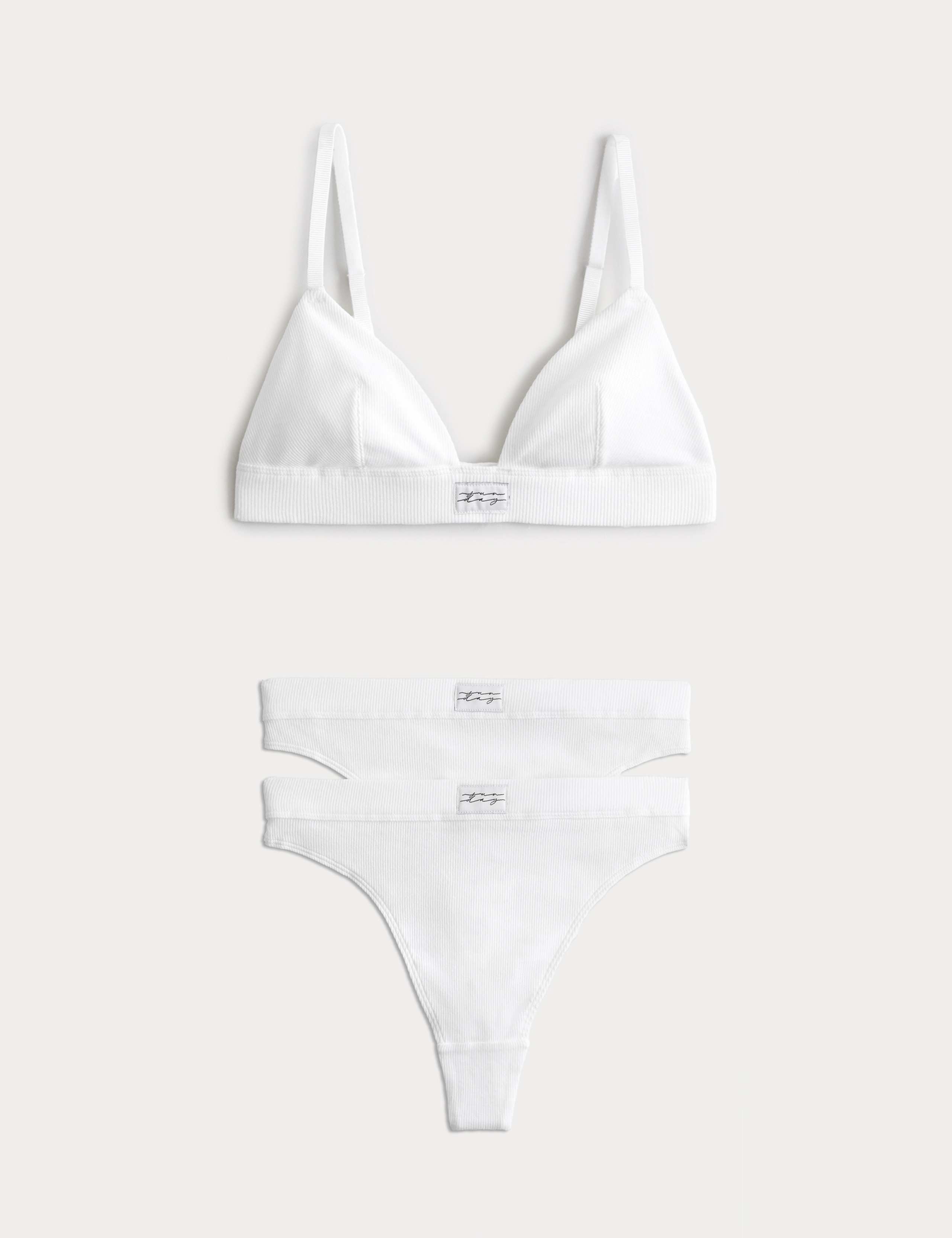 Juni Cotton Rib Non Wired Bralette Set A-E 1 of 6