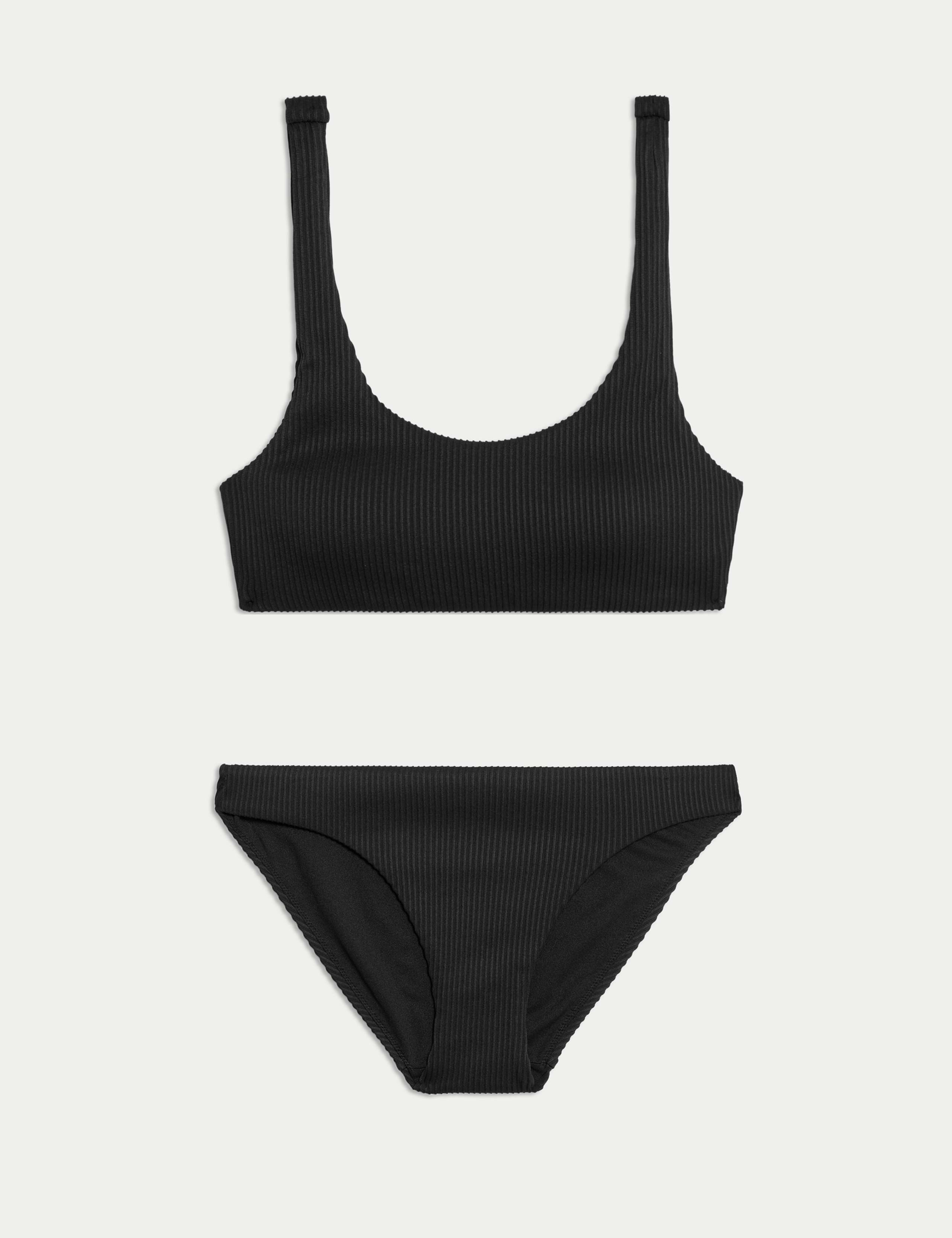 Ribbed Padded Scoop Neck Bikini Set 1 of 6