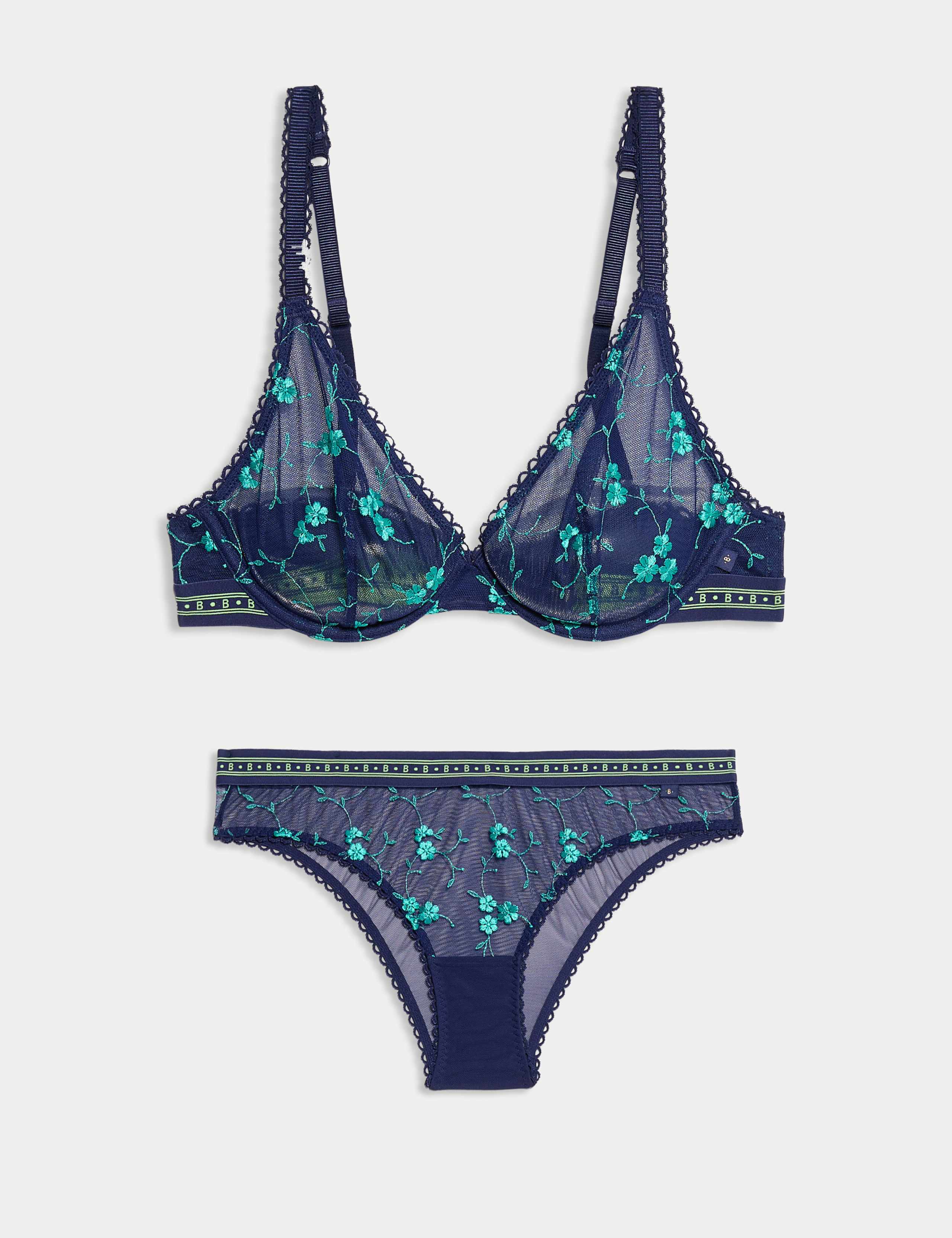 Karina Embroidery Wired Plunge Bra Set A-E 1 of 6