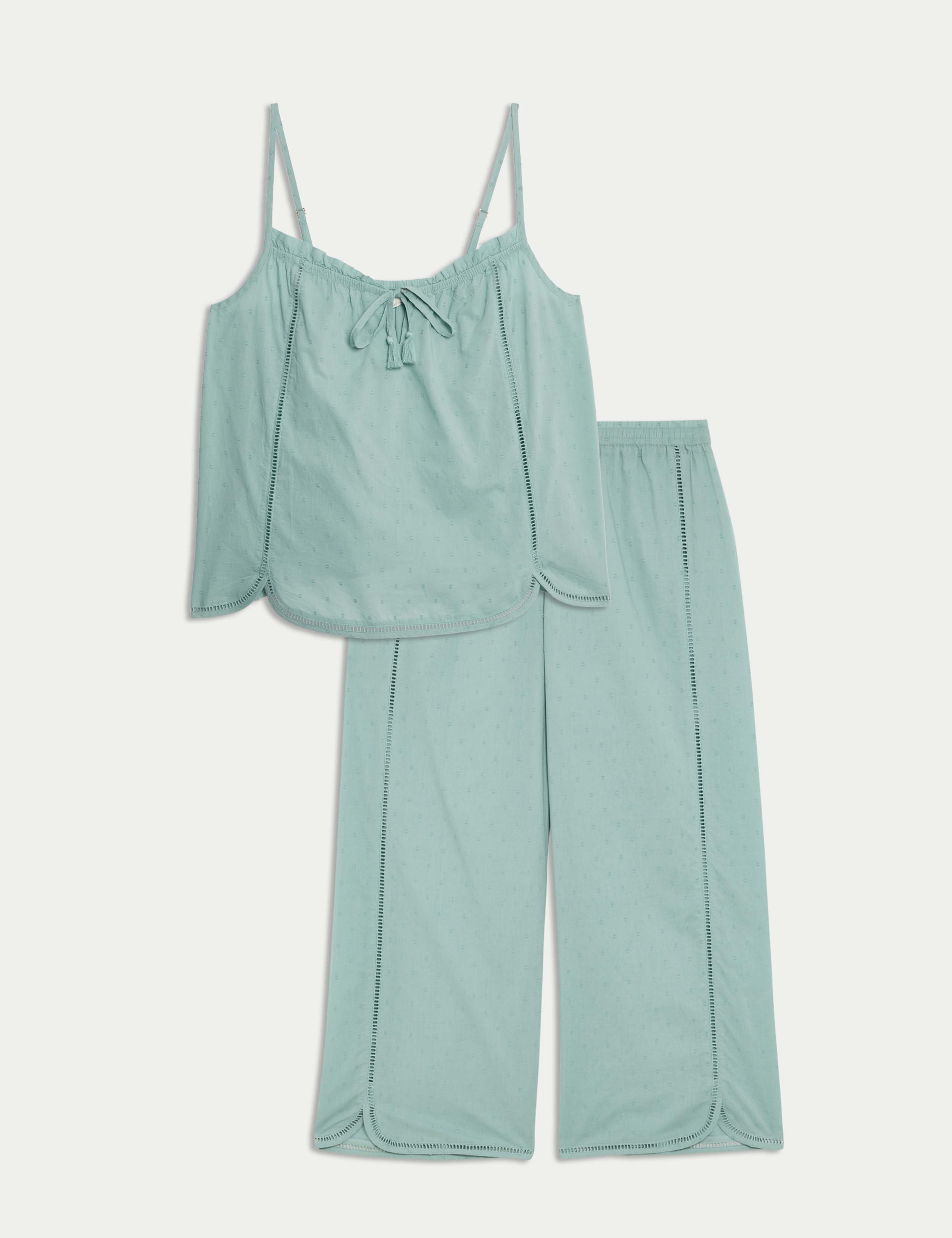 Pure Cotton Tie Front Cami Pyjama Top Set 1 of 6