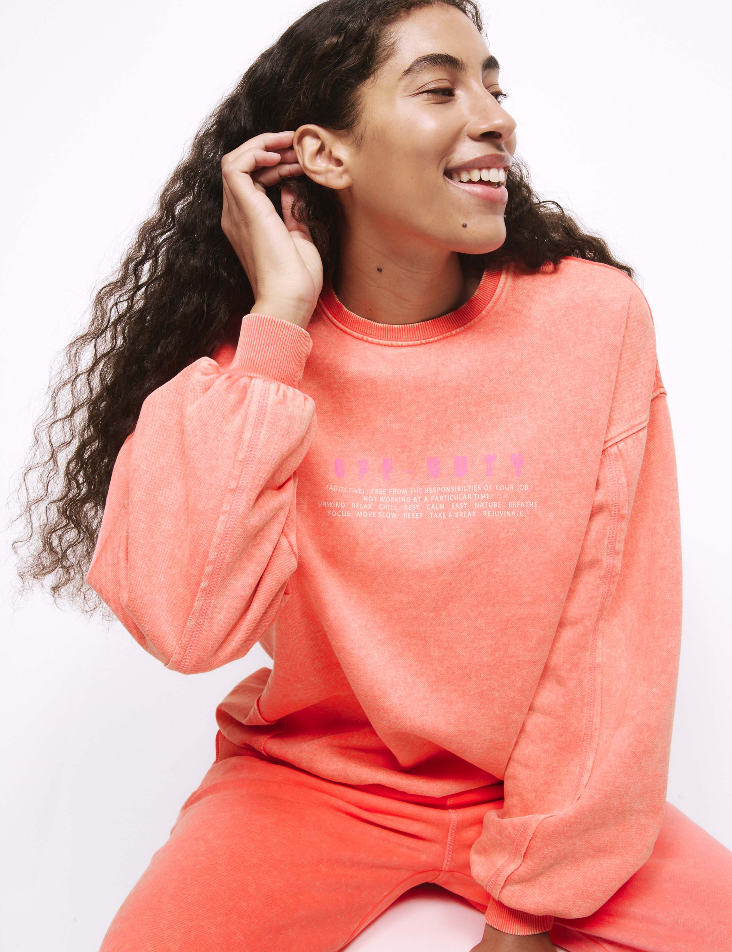 Cotton Rich Slogan Oversized Sweatshirt Set 2 of 6