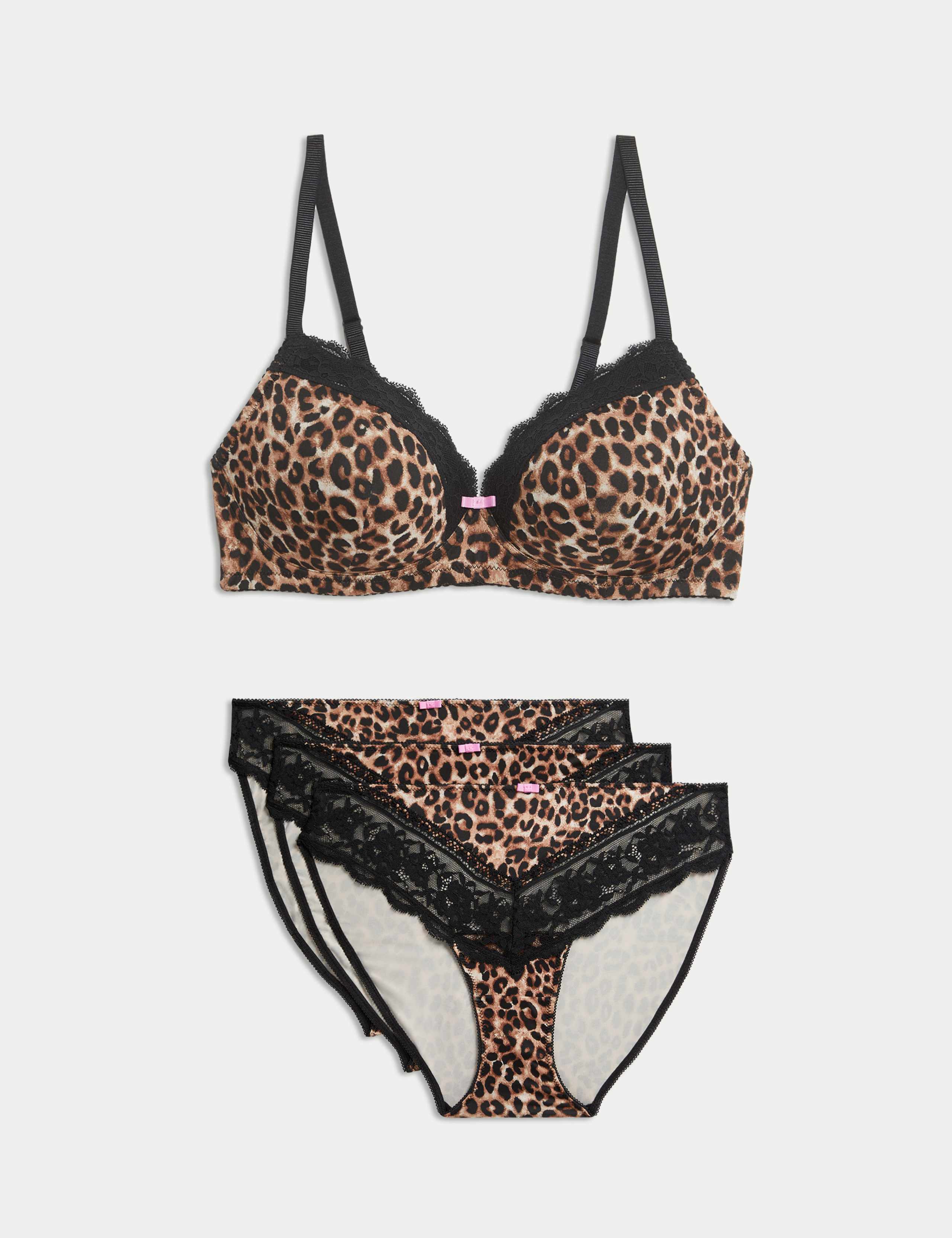 Lace Trim Non-Wired T-Shirt Bra Set A-E 1 of 6