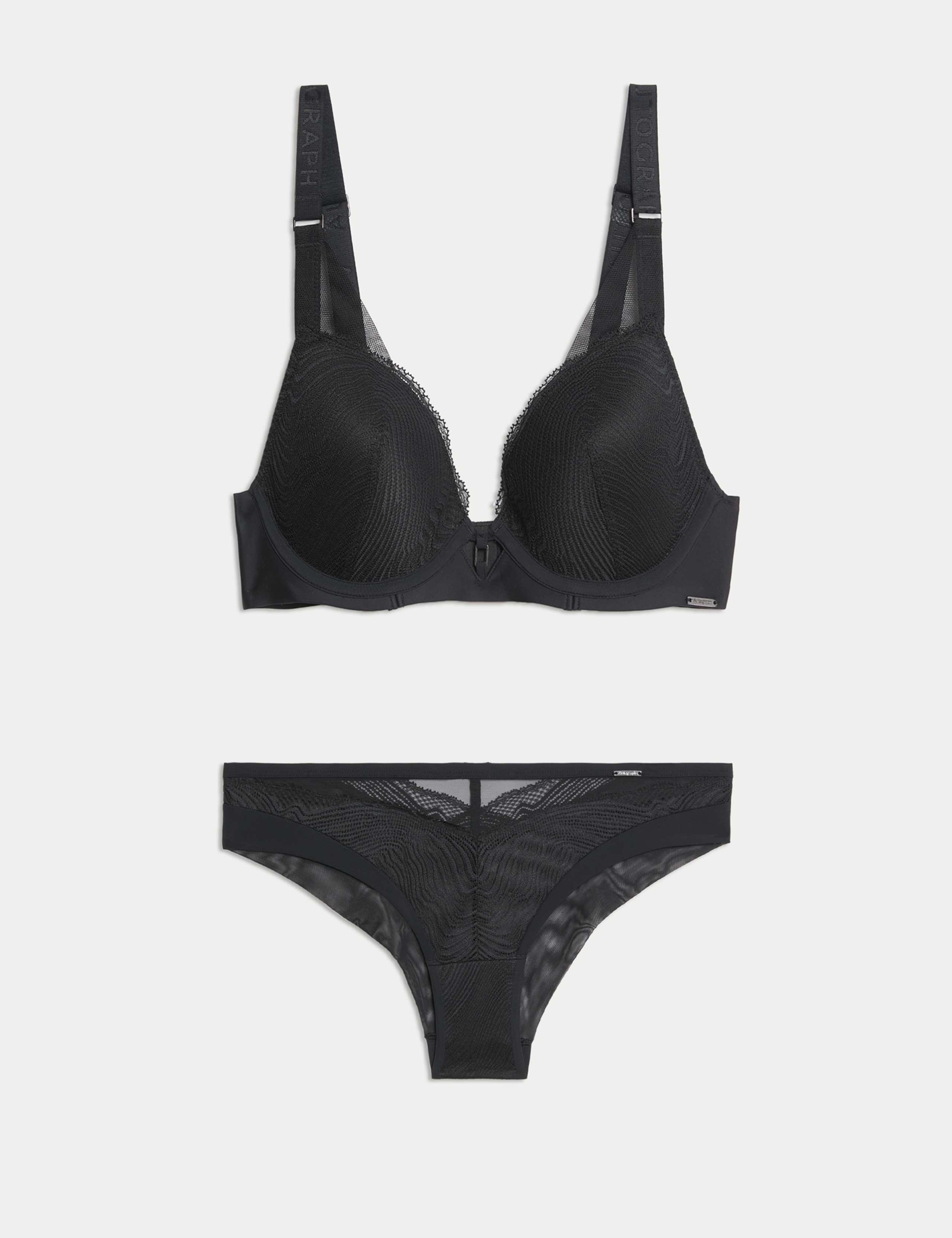 Kyoto Lace Wired Plunge Bra Set A-E 1 of 6