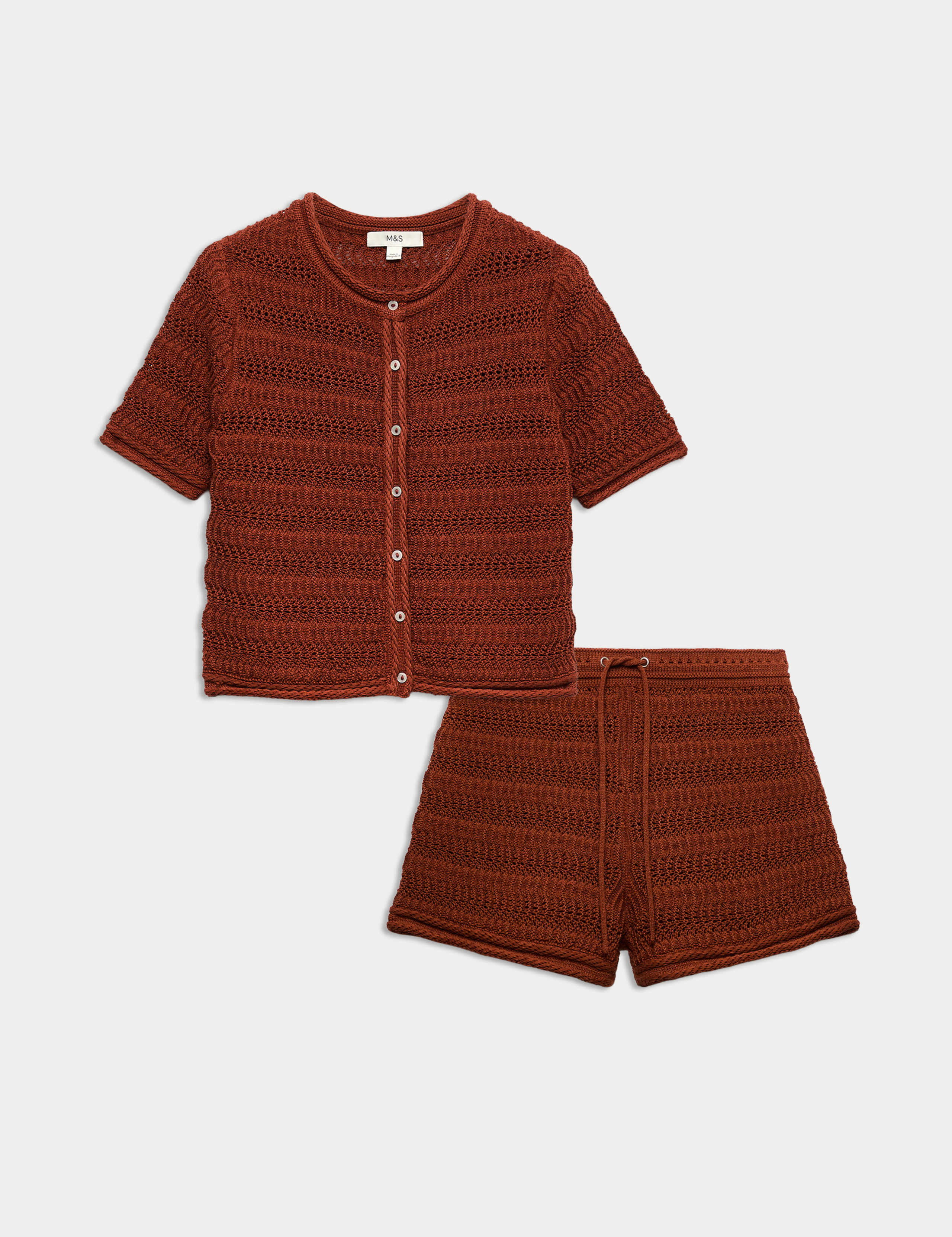 Cotton Blend Cardigan & Shorts Set 1 of 6