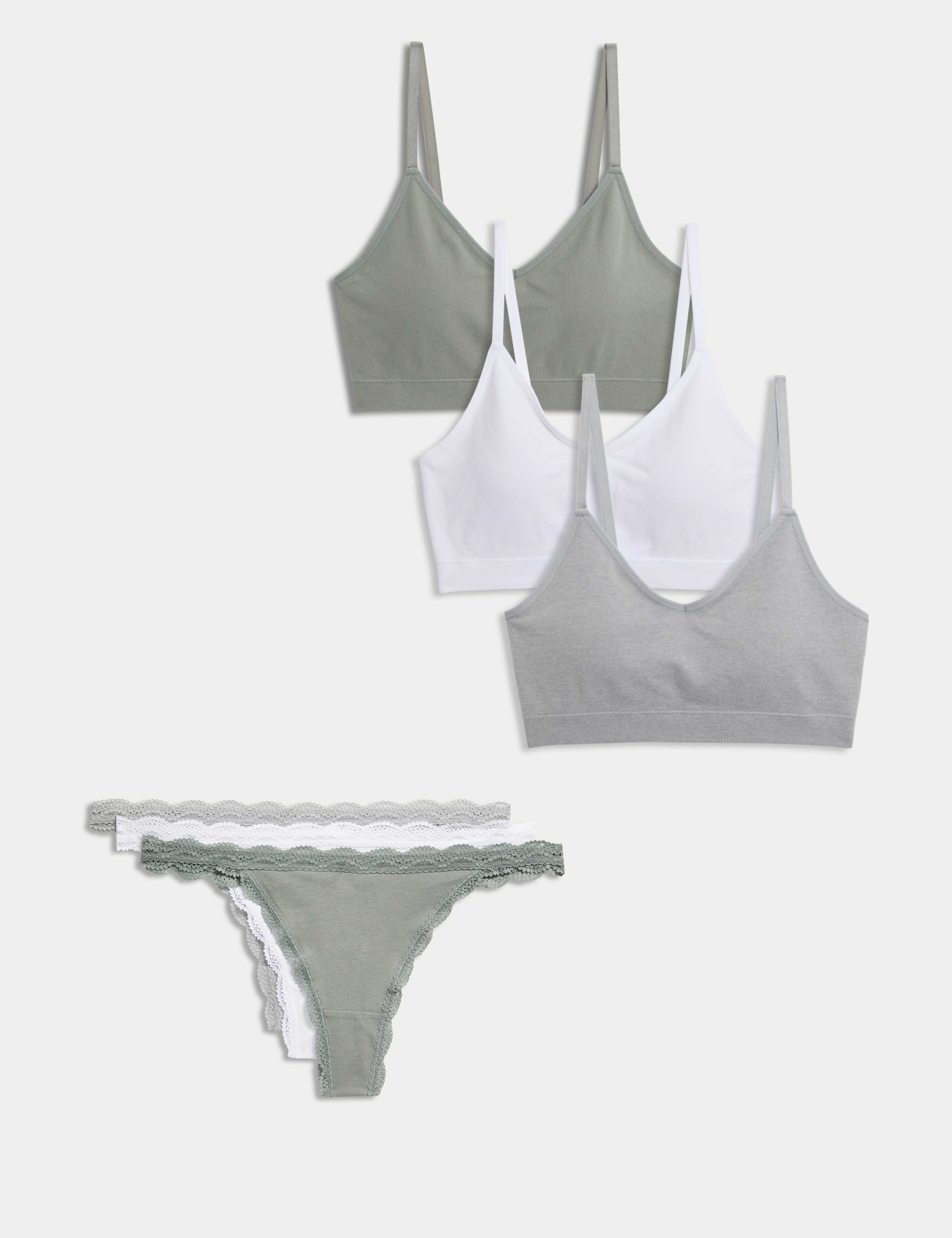 3pk Seamless Non Wired Bralettes Set 1 of 6