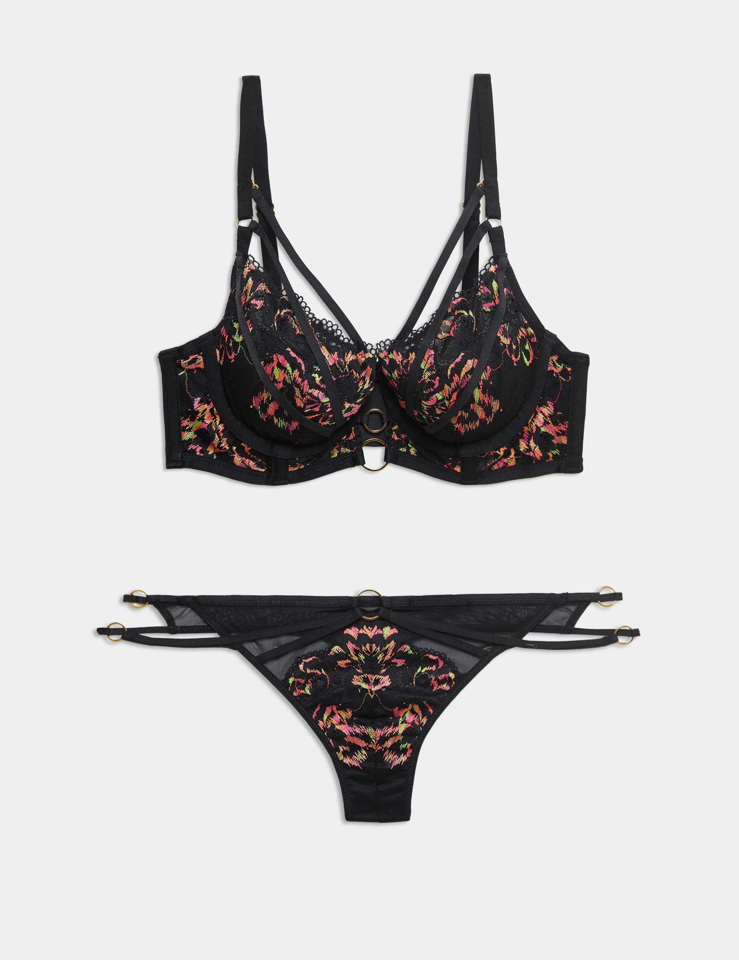 Vera Lace Wired Longline Balcony Bra Set A-E 1 of 6