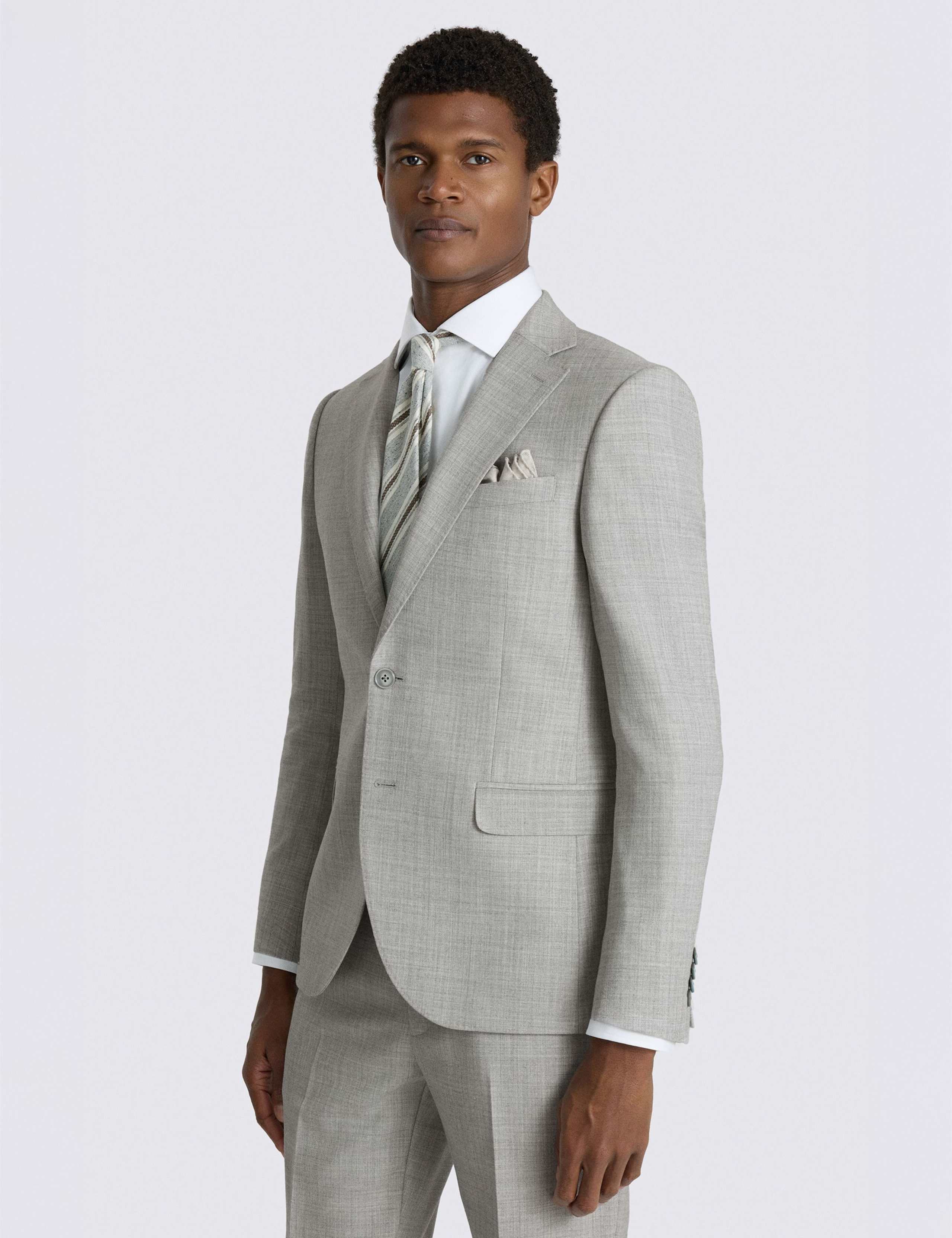 Slim Fit Wool Blend Marl Suit